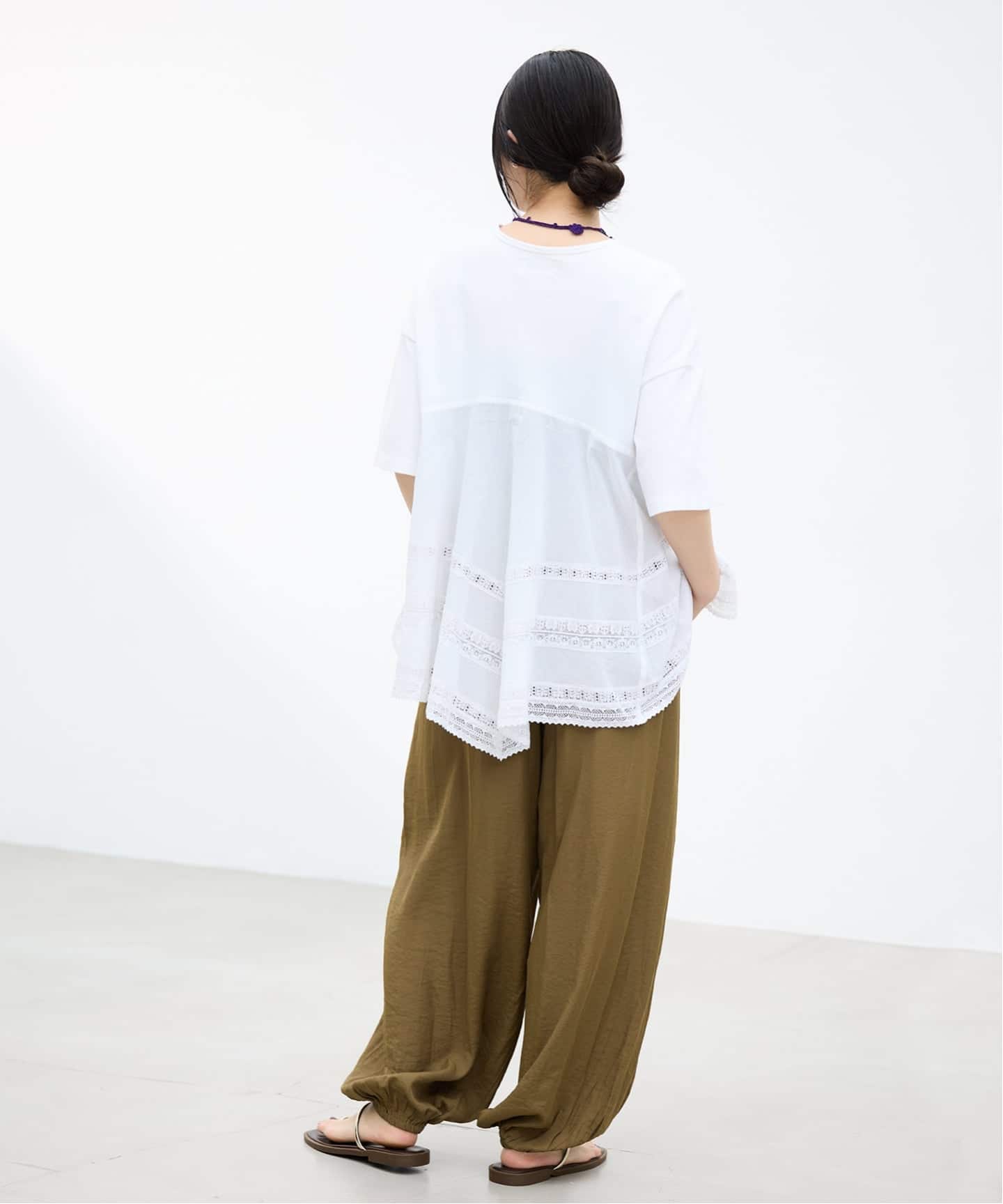 AAYUSHI/アユーシ バックスカーフハーフスリーブトップス SGN08110（T