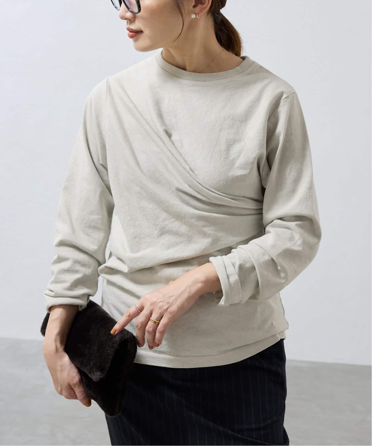 ywy/ワイワイ 別注 TUCK DRAPE TOPS EX カットソー TUCK DRP VNTG（T