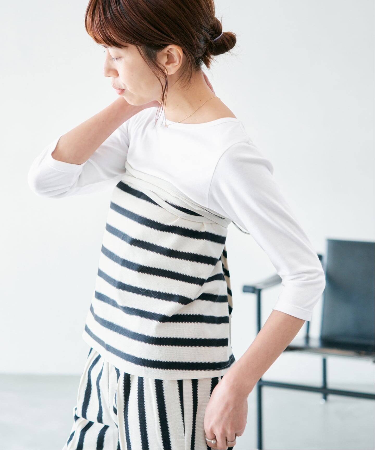 IENA ATON/エイトン 別注 SUVIN FRAISE NS ノースリーブ ATON/エイトン 別注 SUVIN FRAISE ボートネック Tシャツ（Tシャツ