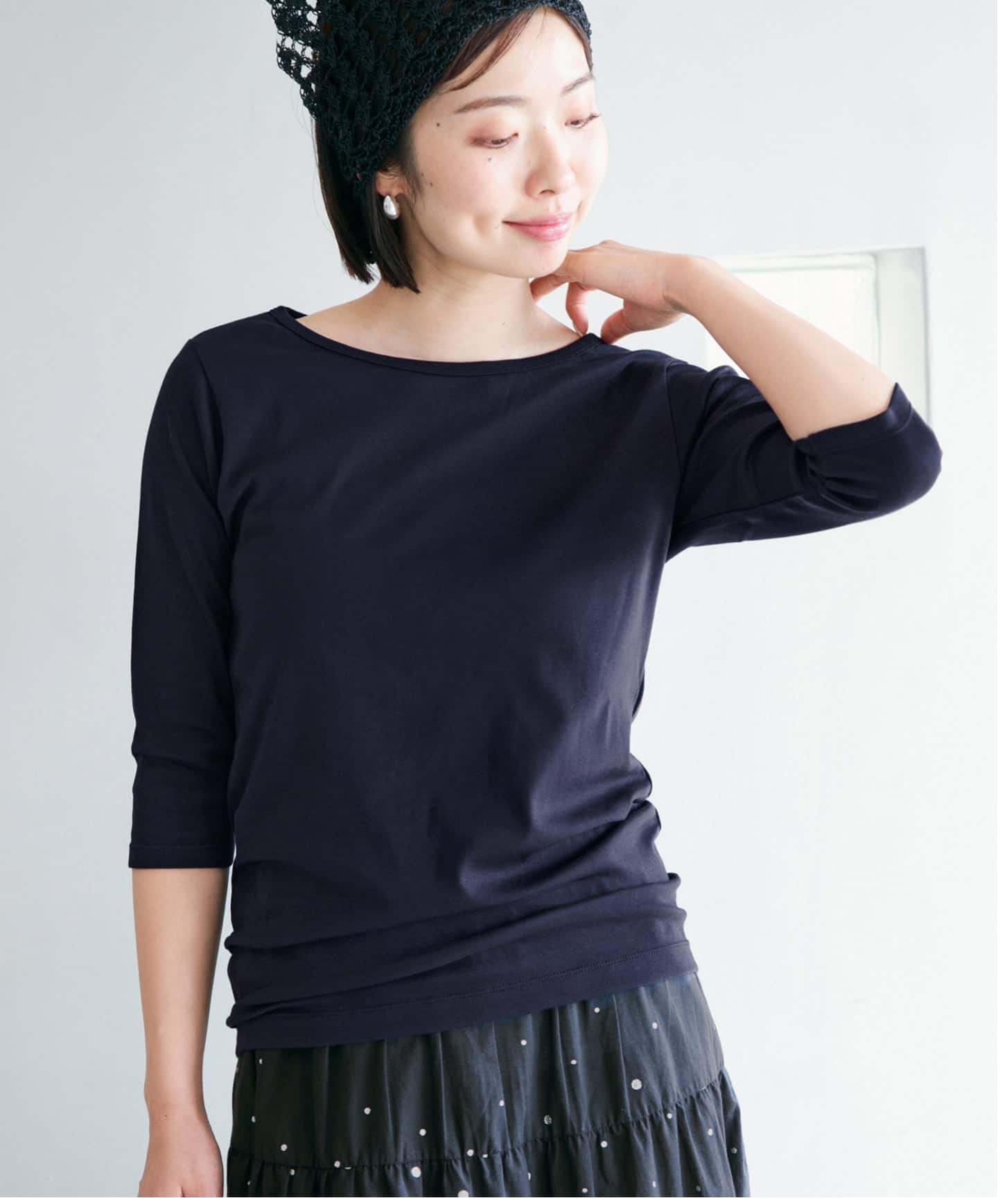 【新品未使用タグ付き】ATON/エイトン 別注  ボートネック Tシャツ 追加2》ATON/エイトン 別注 SUVIN FRAISE ボートネック Tシャツ（T