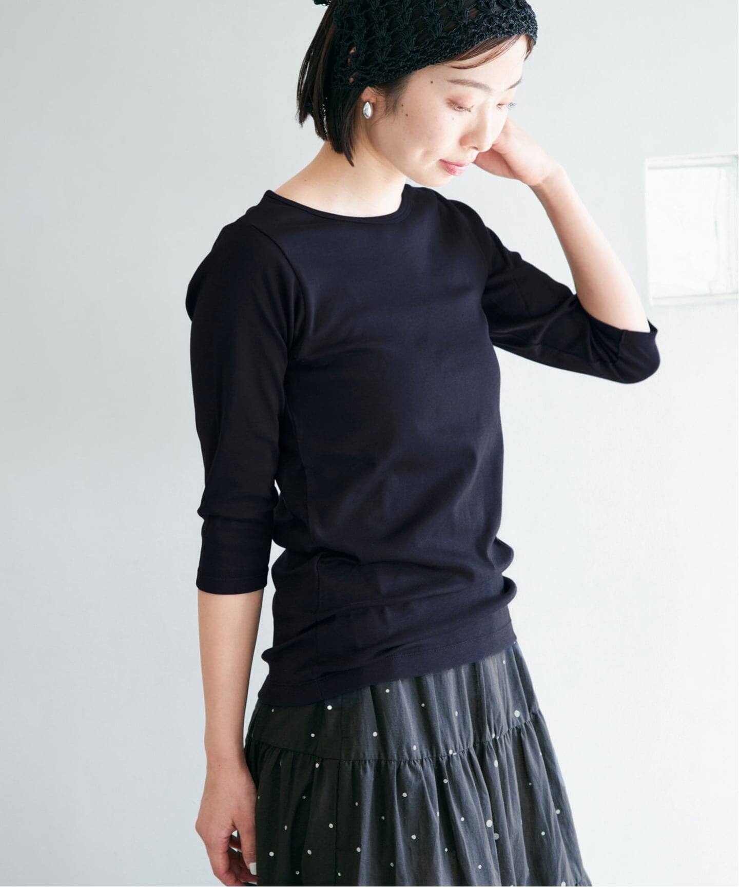 追加2》ATON/エイトン 別注 SUVIN FRAISE ボートネック Tシャツ（T