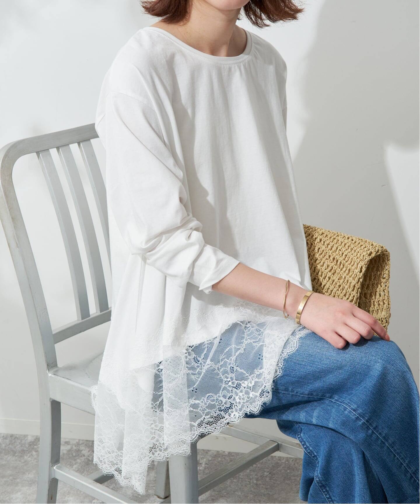 追加5》レースコンビカットソー（Tシャツ／カットソー）｜SLOBE IENA