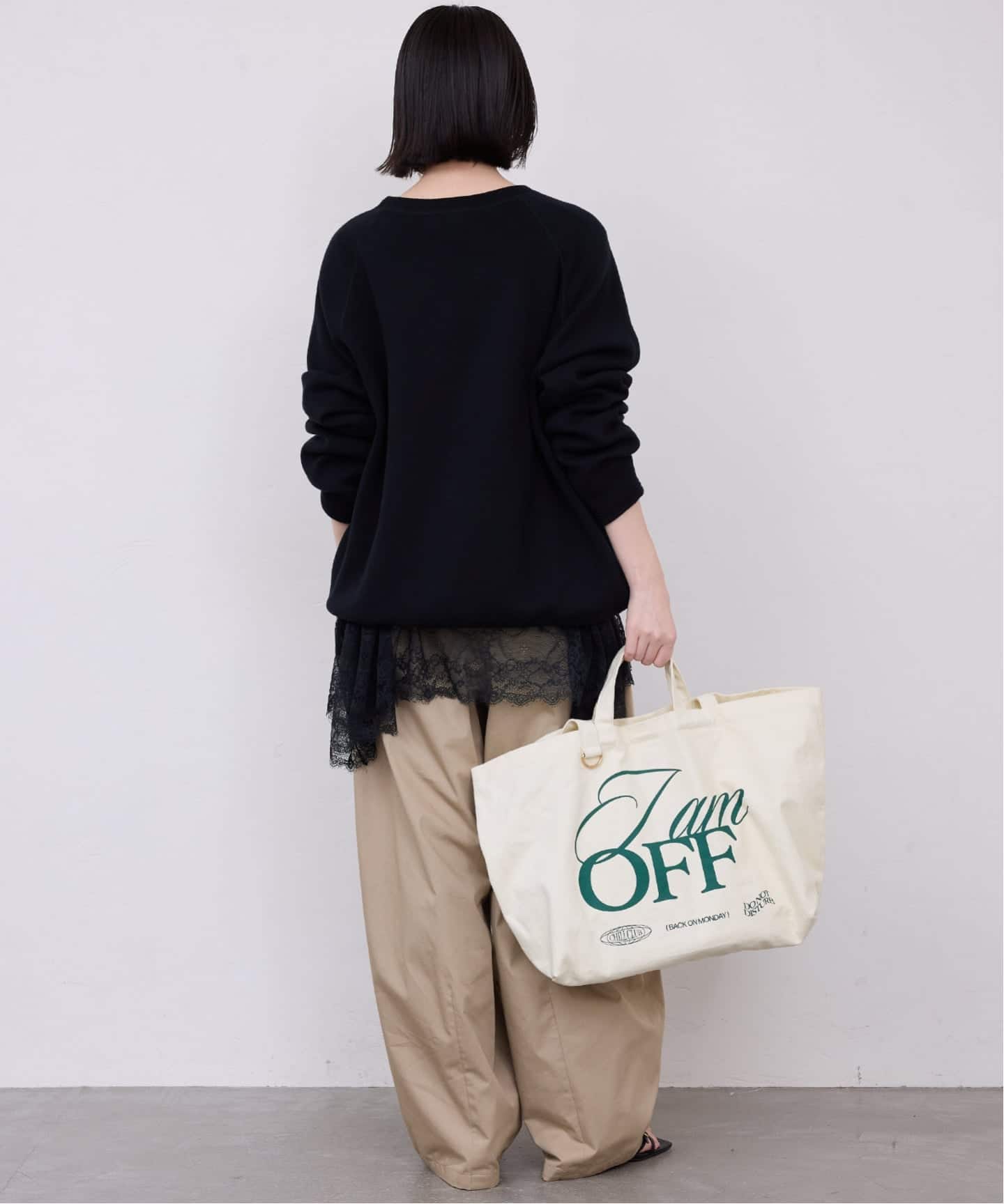 SLOBE IENA　レースコンビカットソー　ブラック WEB限定/追加6》レースコンビカットソー（Tシャツ／カットソー