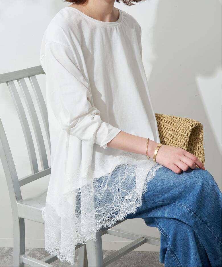 WEB限定/追加6》レースコンビカットソー（Tシャツ／カットソー 