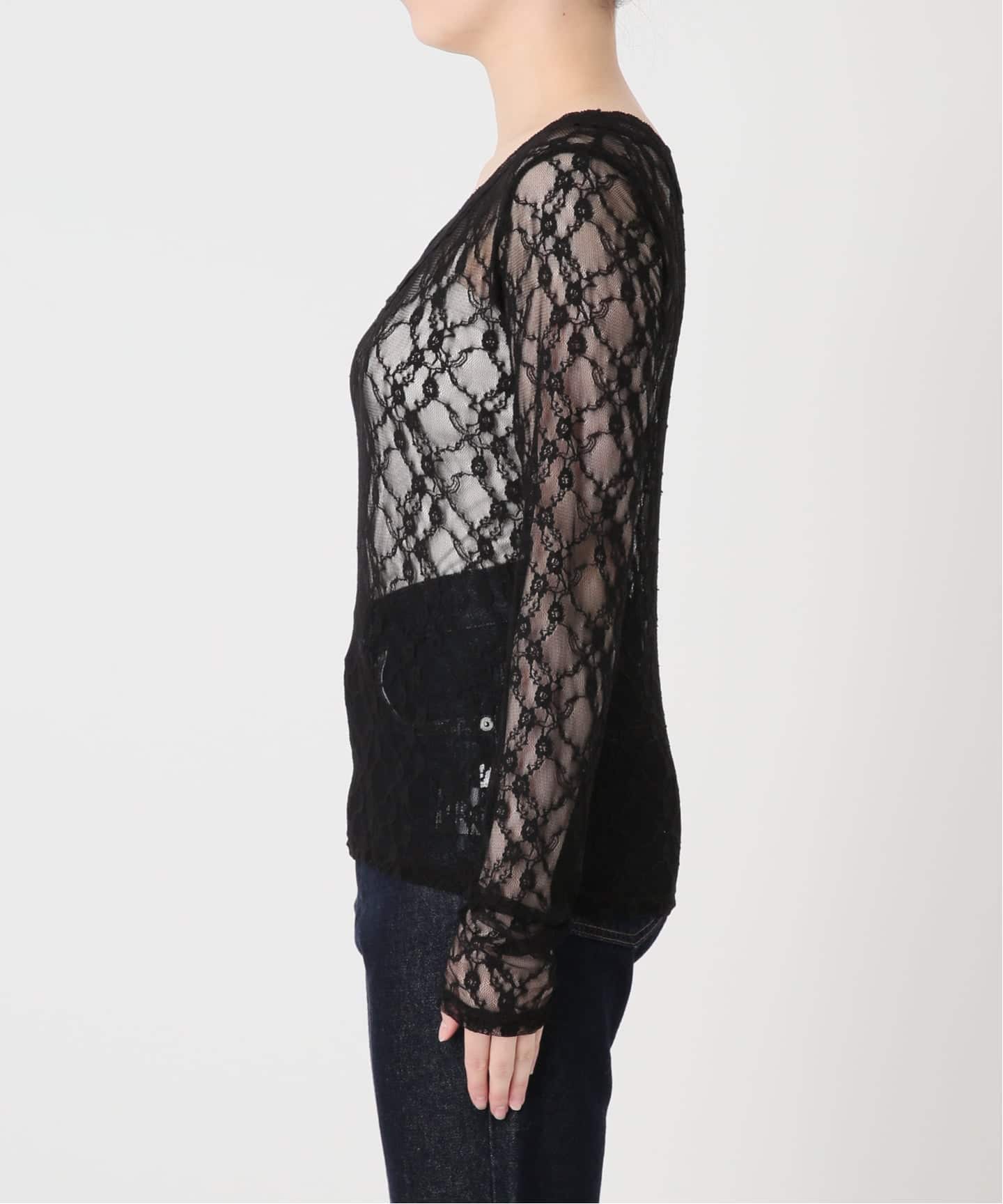 WEB限定/追加》Vネックレーストップス（Tシャツ／カットソー）｜SLOBE