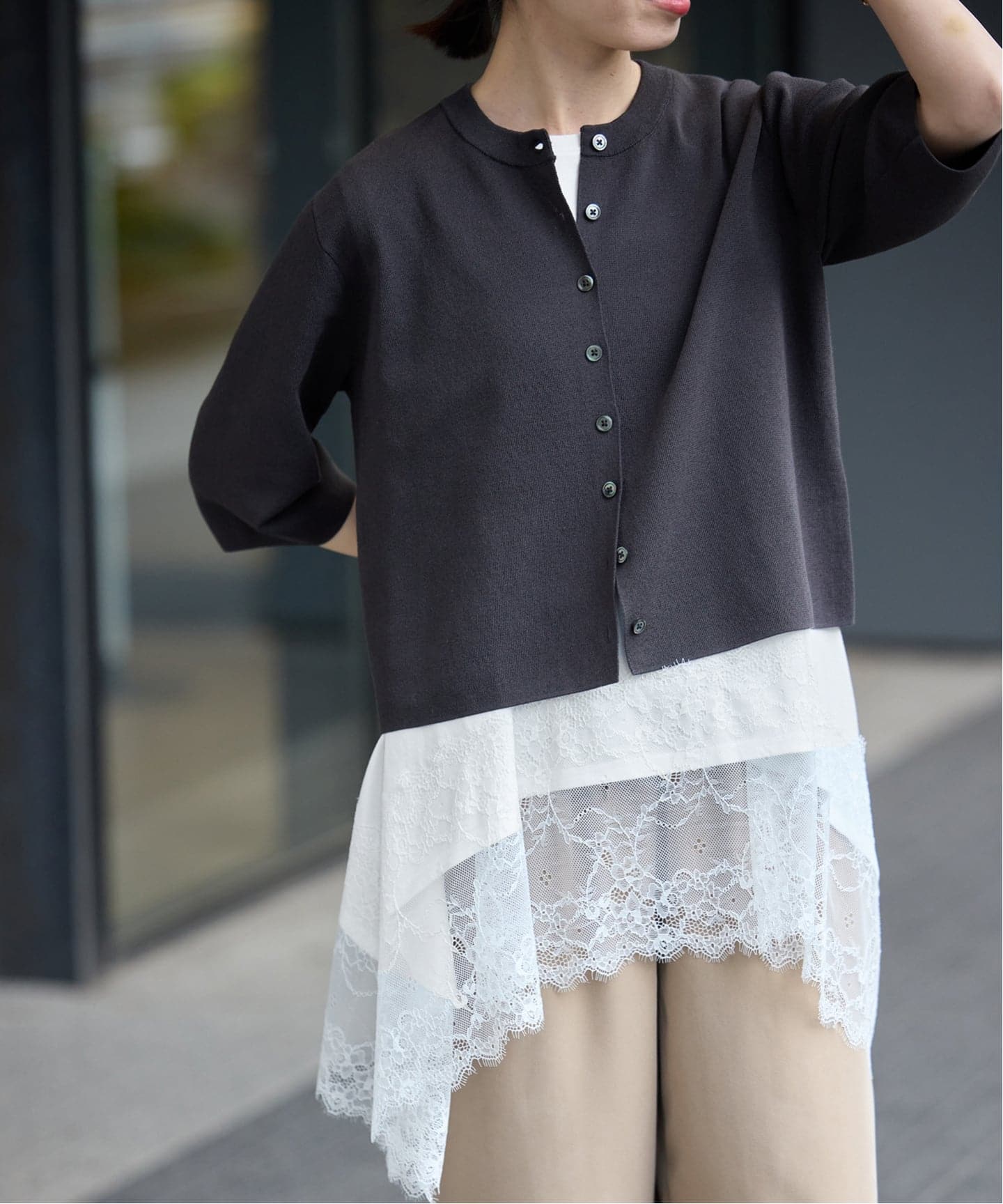 レースコンビノースリカットソー（Tシャツ／カットソー）｜SLOBE IENA