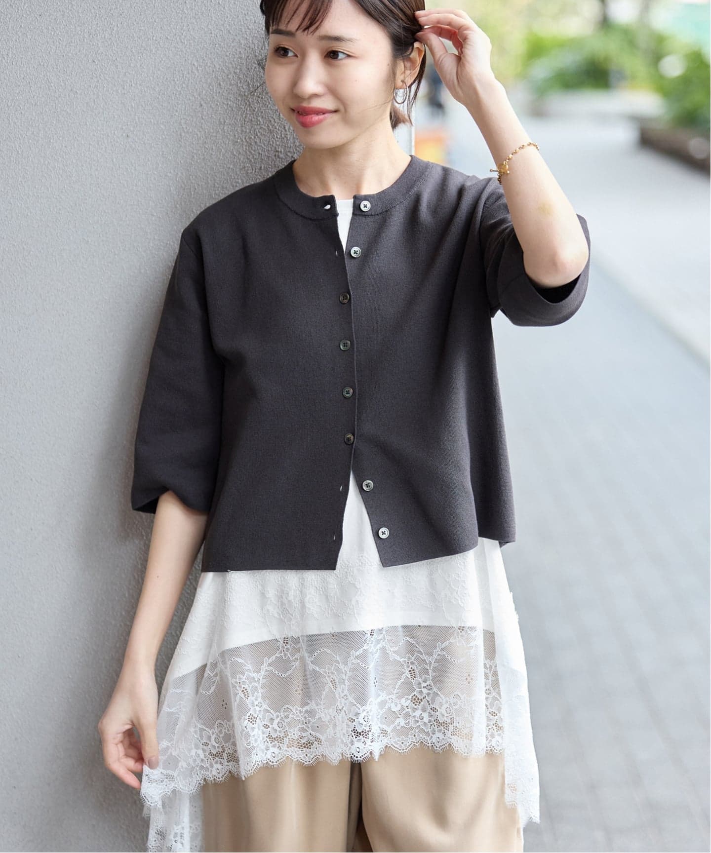 レースコンビノースリカットソー（Tシャツ／カットソー）｜SLOBE IENA