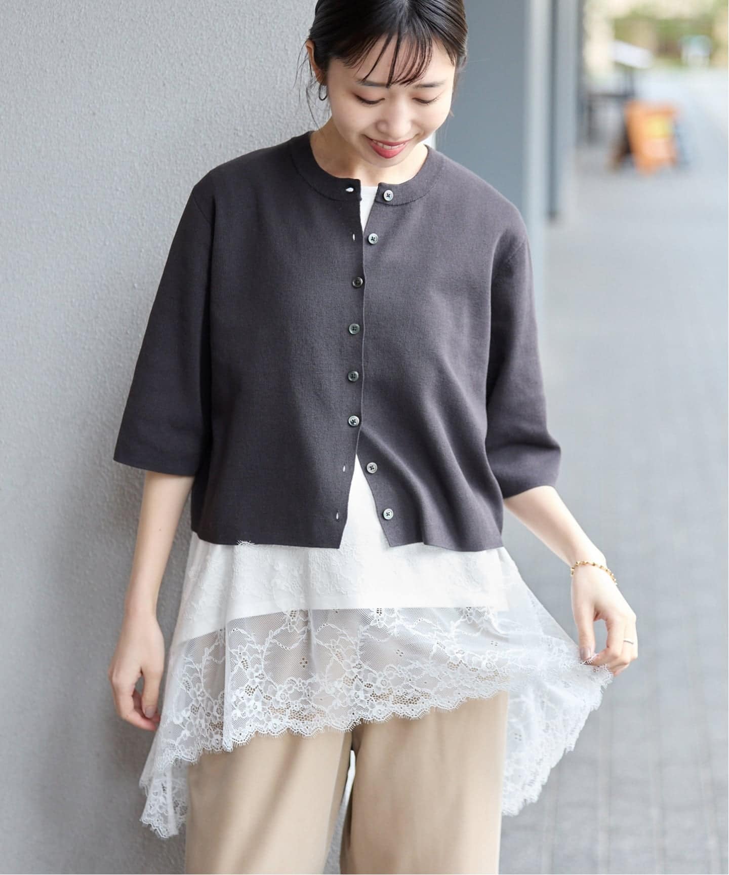 追加》レースコンビノースリカットソー（Tシャツ／カットソー）｜SLOBE