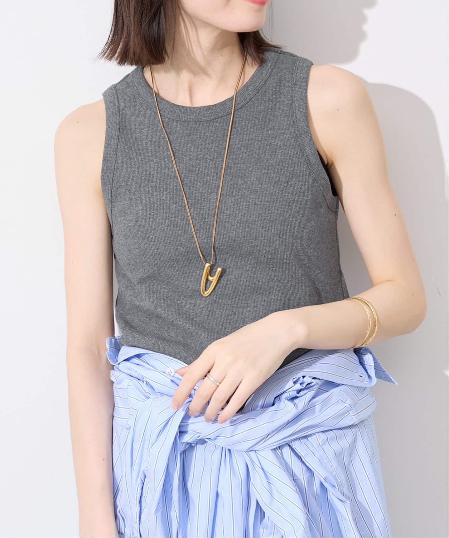 【新品】 SLOBE IENA イエロー リブタンクトップ リブタンクトップ リブトップス」に該当するイエロー/黄色系の