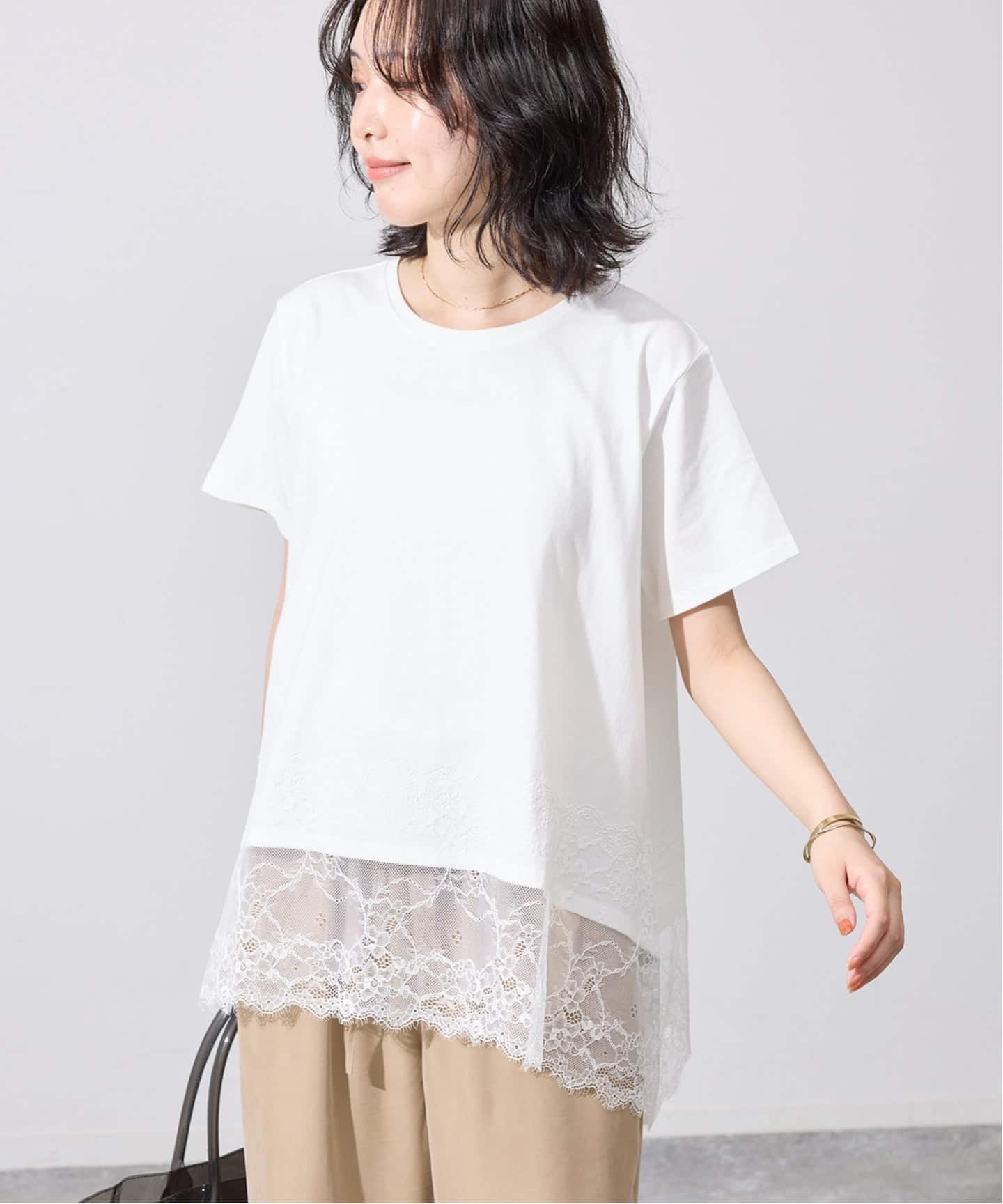 シリーズあり/予約》レースコンビハーフスリーブカットソー（Tシャツ