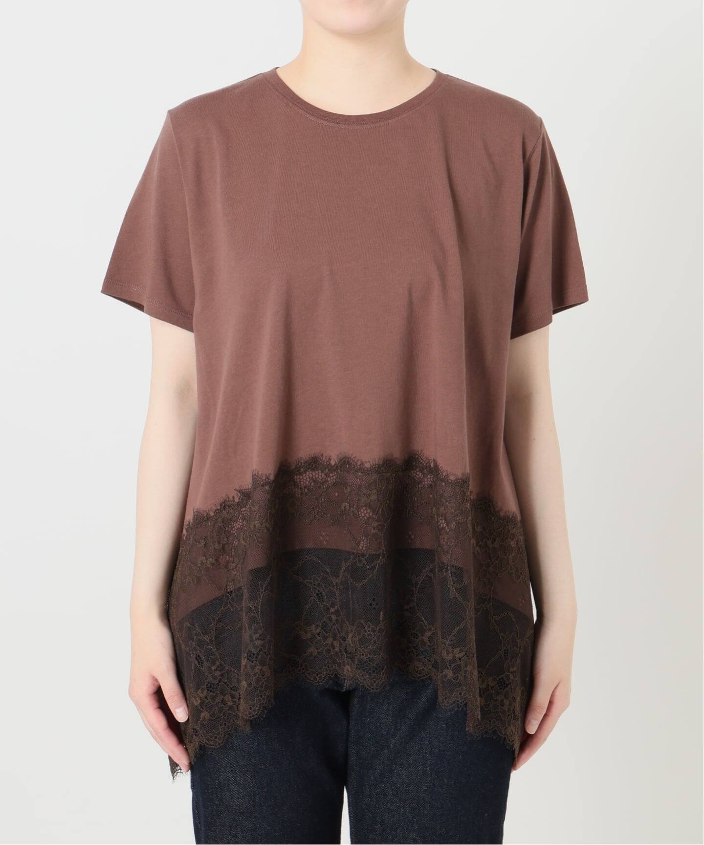 シリーズあり》レースコンビハーフスリーブカットソー（Tシャツ