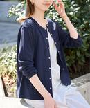 《予約》強撚フライスパールボタンカーディガン