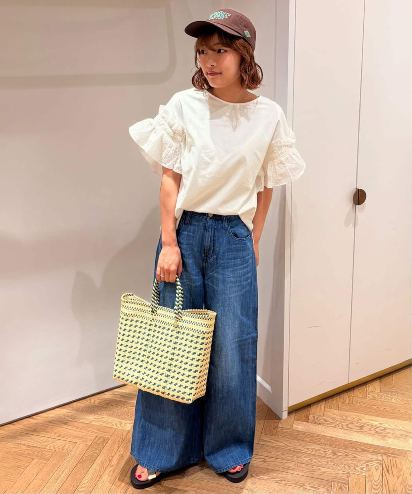 汗染み防止》フリルスリーブプルオーバー（Tシャツ／カットソー