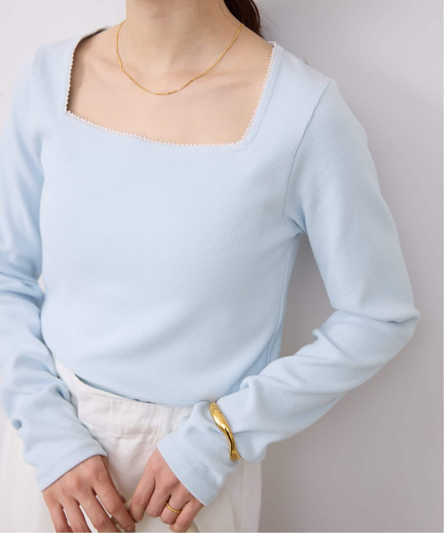 スクエアネックテレコプルオーバー（Tシャツ／カットソー）｜SLOBE