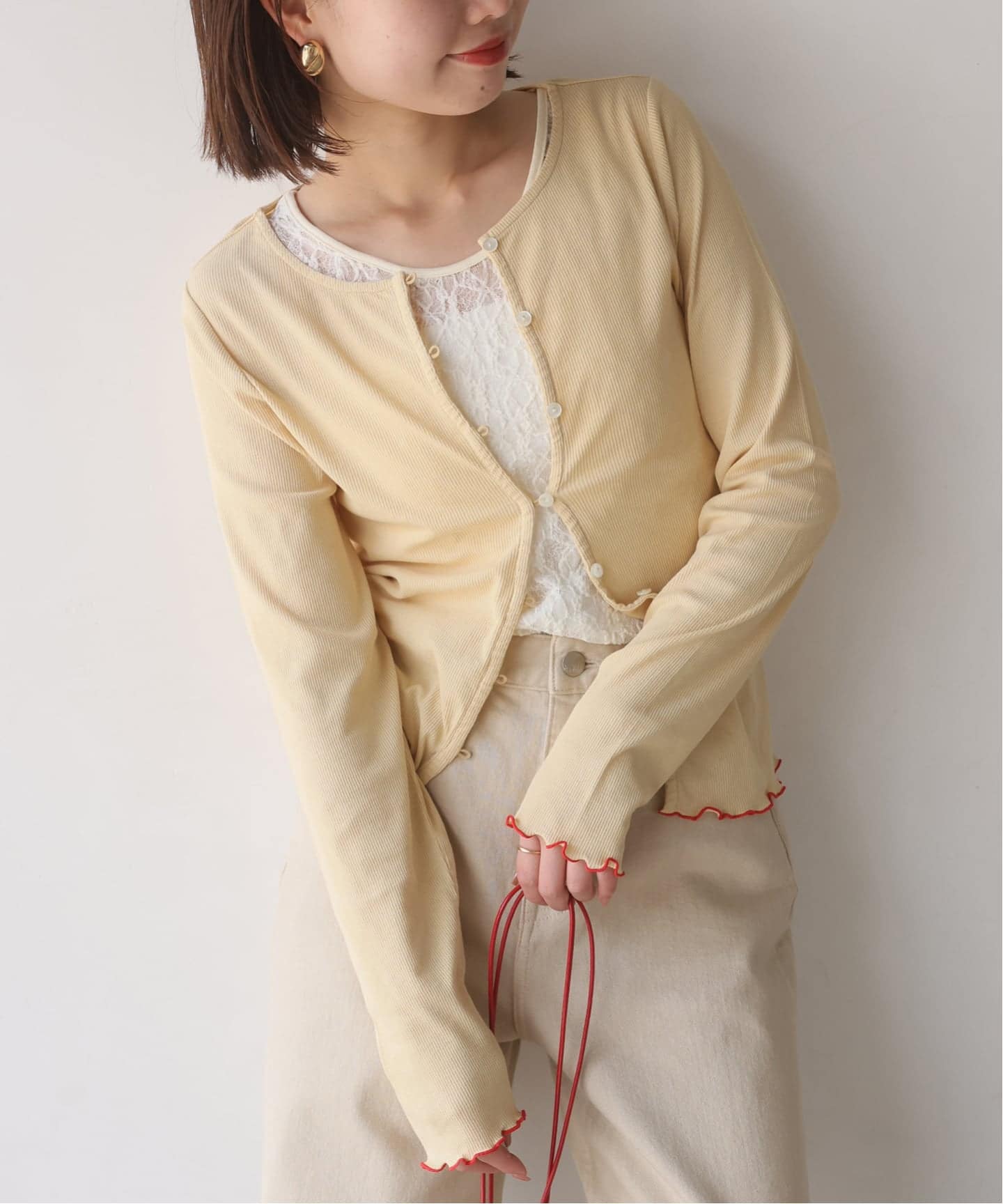 mim☆IENA シアーリブカーディガン　新品 シリーズあり》シアーリブメローカーディガン（カーディガン）｜SLOBE