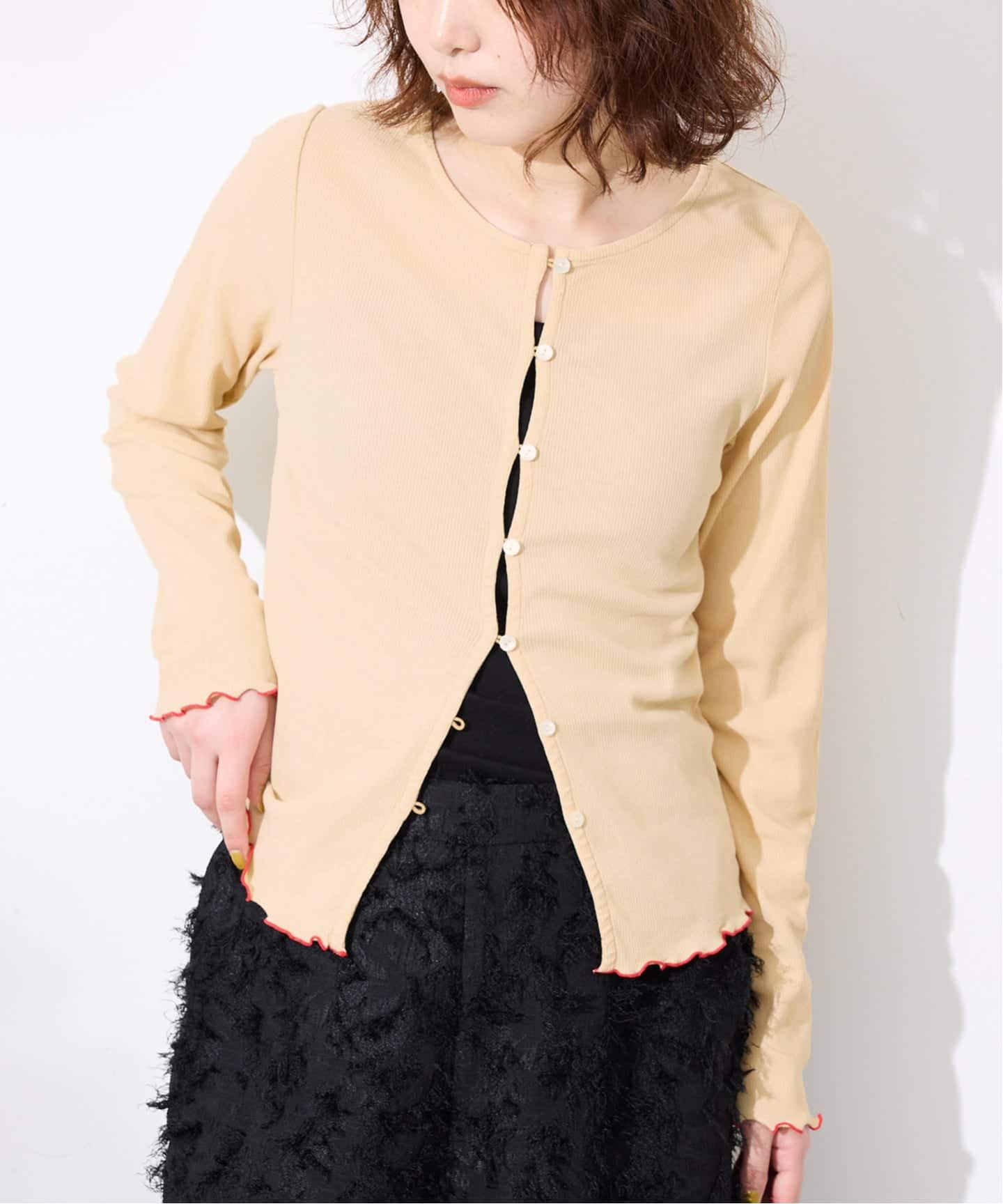mim☆IENA シアーリブカーディガン　新品 シリーズあり》シアーリブメローカーディガン（カーディガン）｜SLOBE
