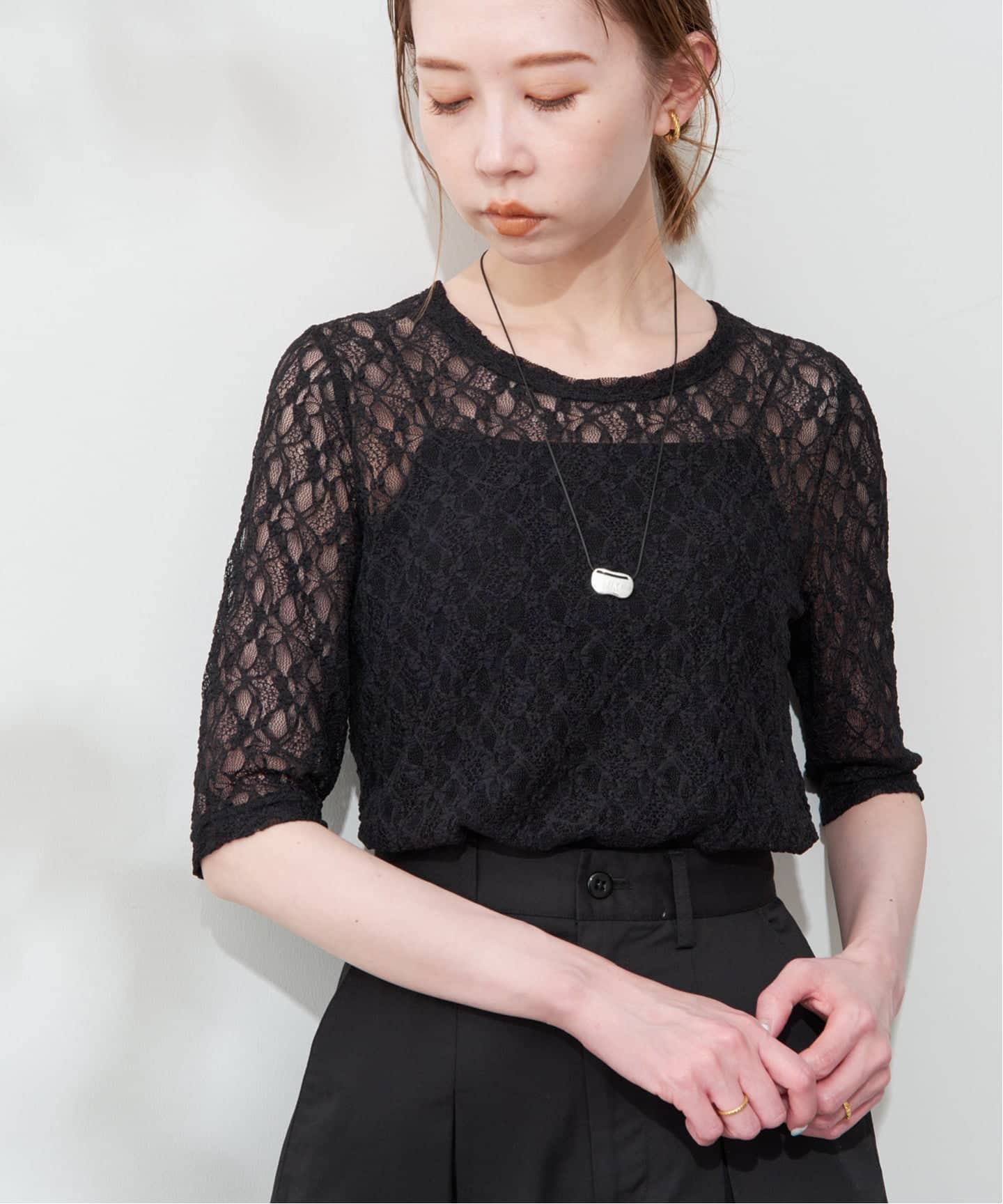ストレッチレースカットソー（Tシャツ／カットソー）｜SLOBE IENA