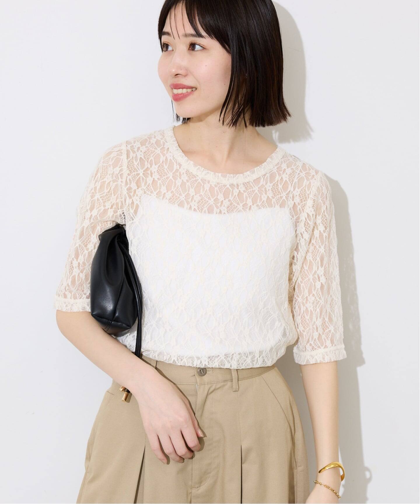 ストレッチレースカットソー（Tシャツ／カットソー）｜SLOBE IENA 