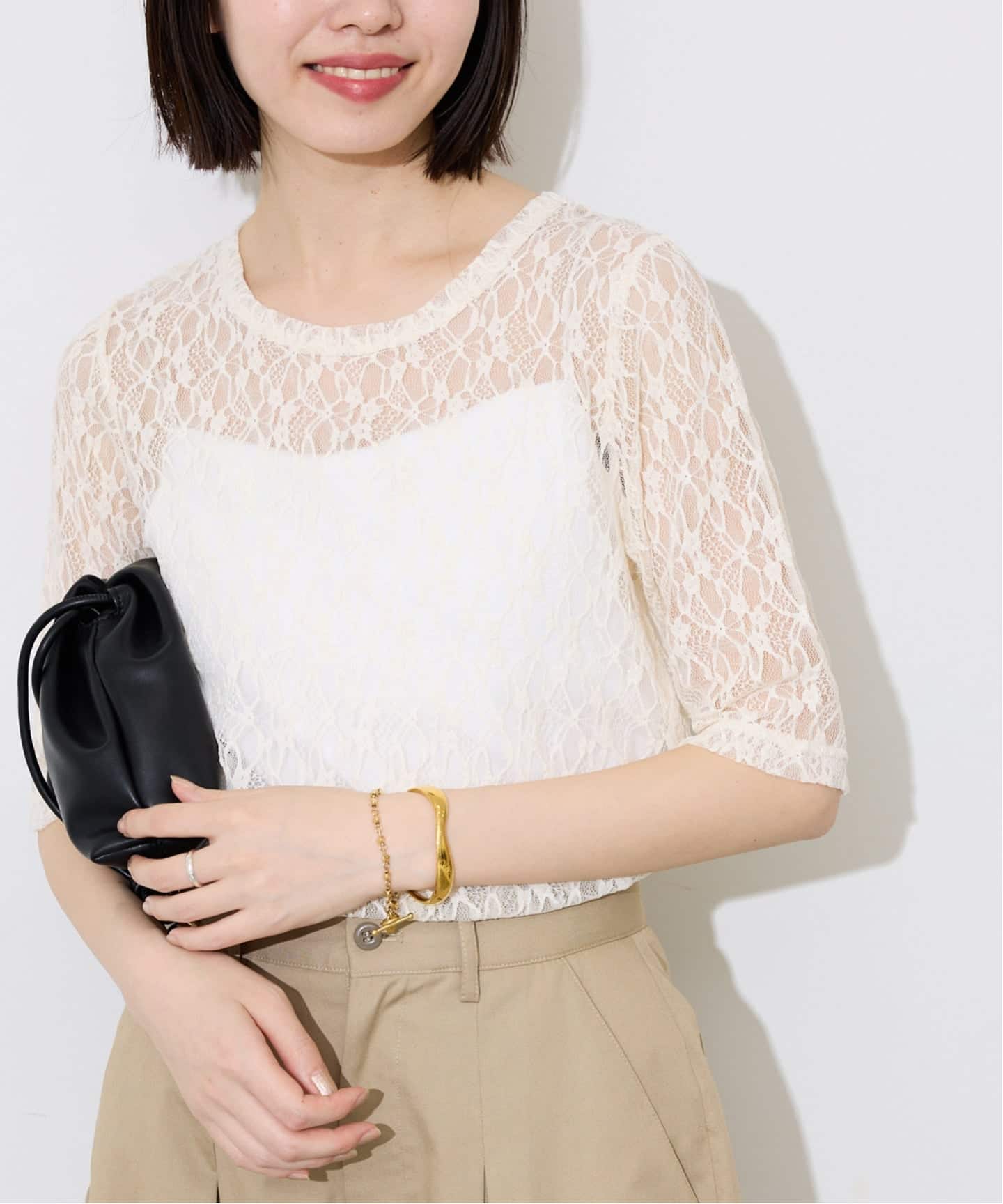 ストレッチレースカットソー（Tシャツ／カットソー）｜SLOBE IENA