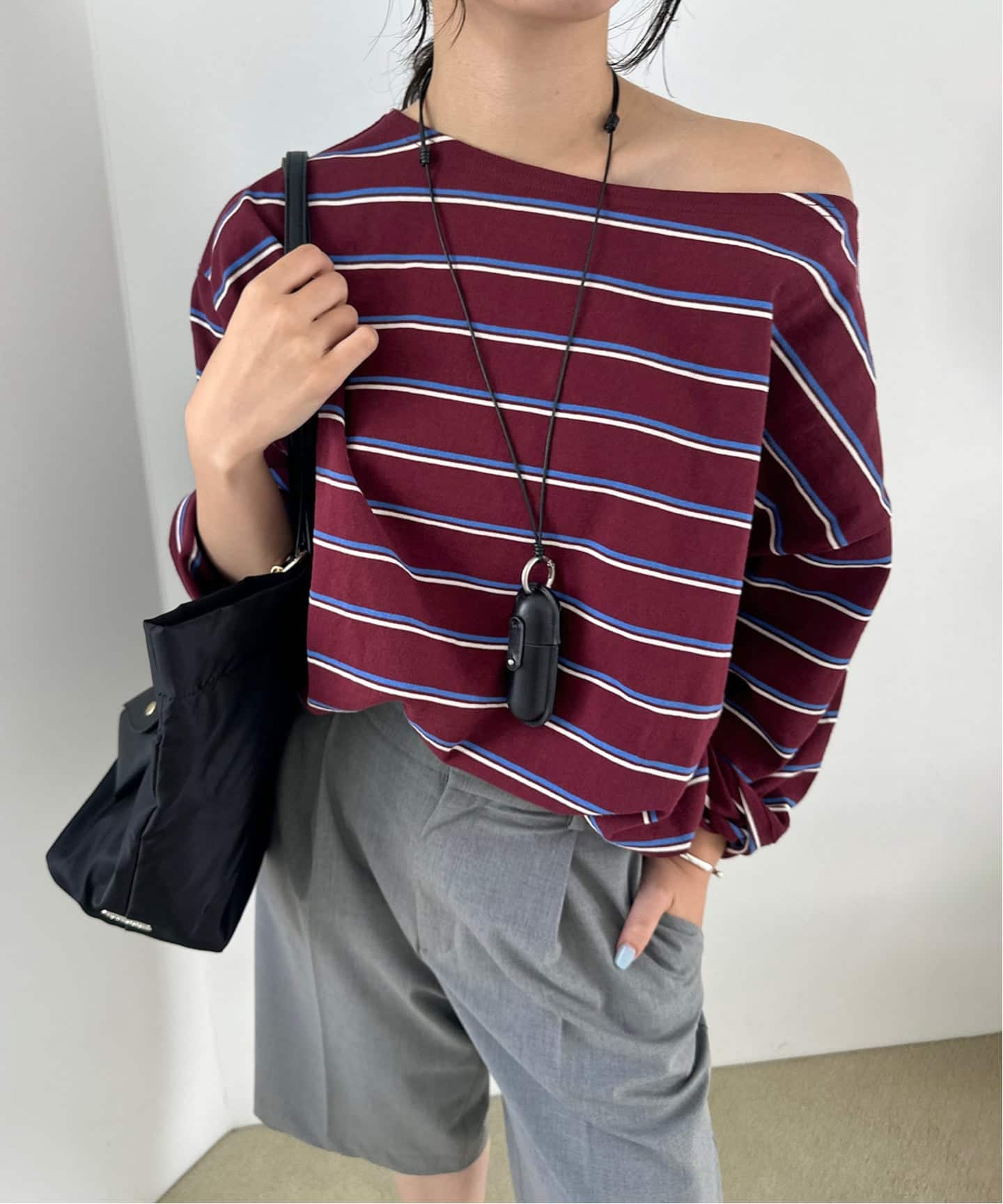 マルチボーダーボートネックカットソー（Tシャツ／カットソー）｜SLOBE
