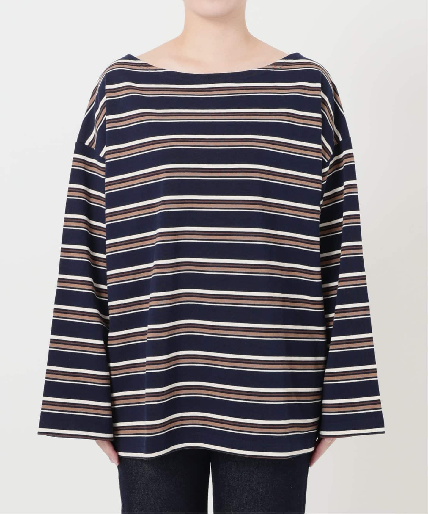 マルチボーダーボートネックカットソー（Tシャツ／カットソー）｜SLOBE