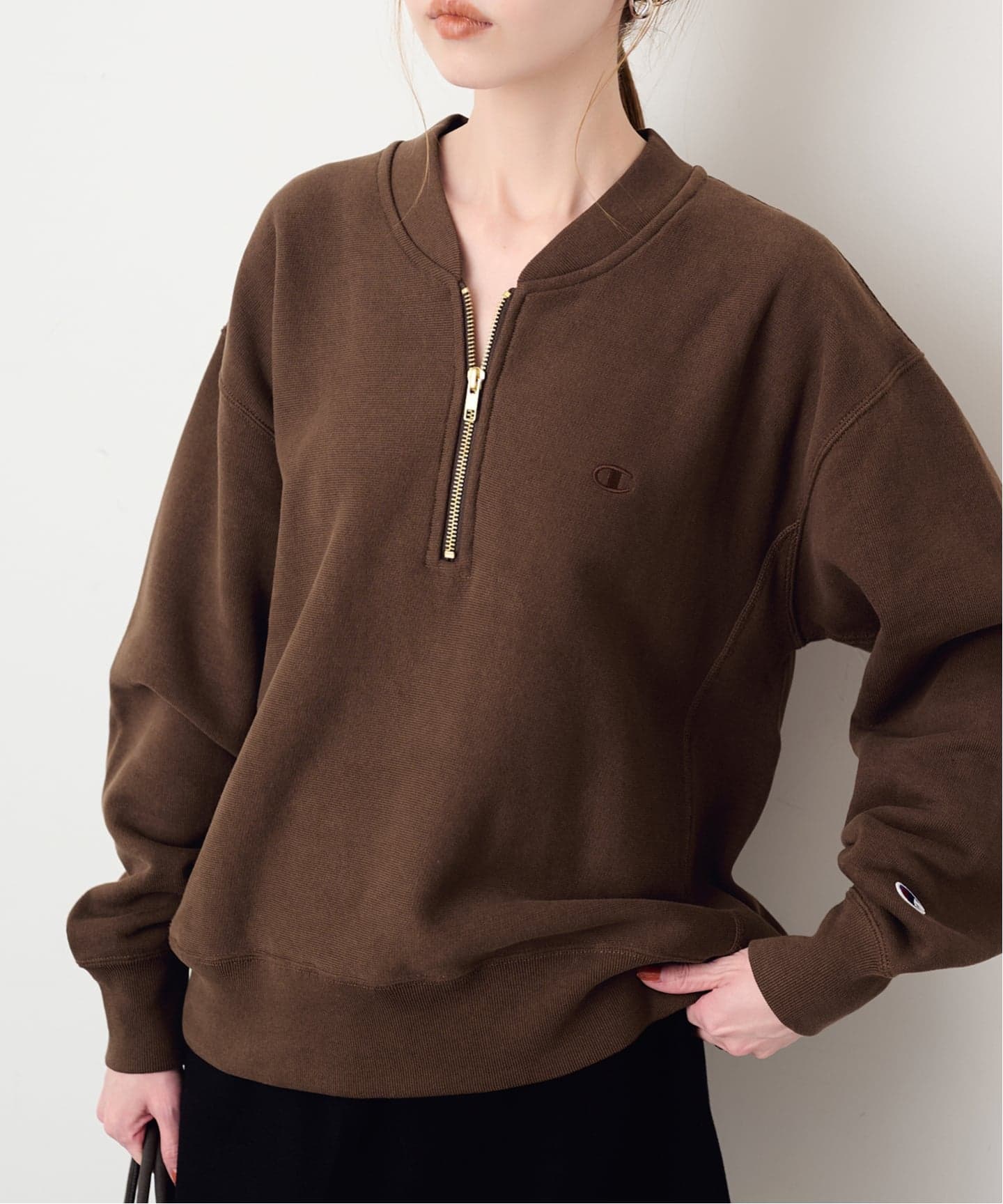 予約》Champion/チャンピオン SLOBE別注 ハーフジップスウェット