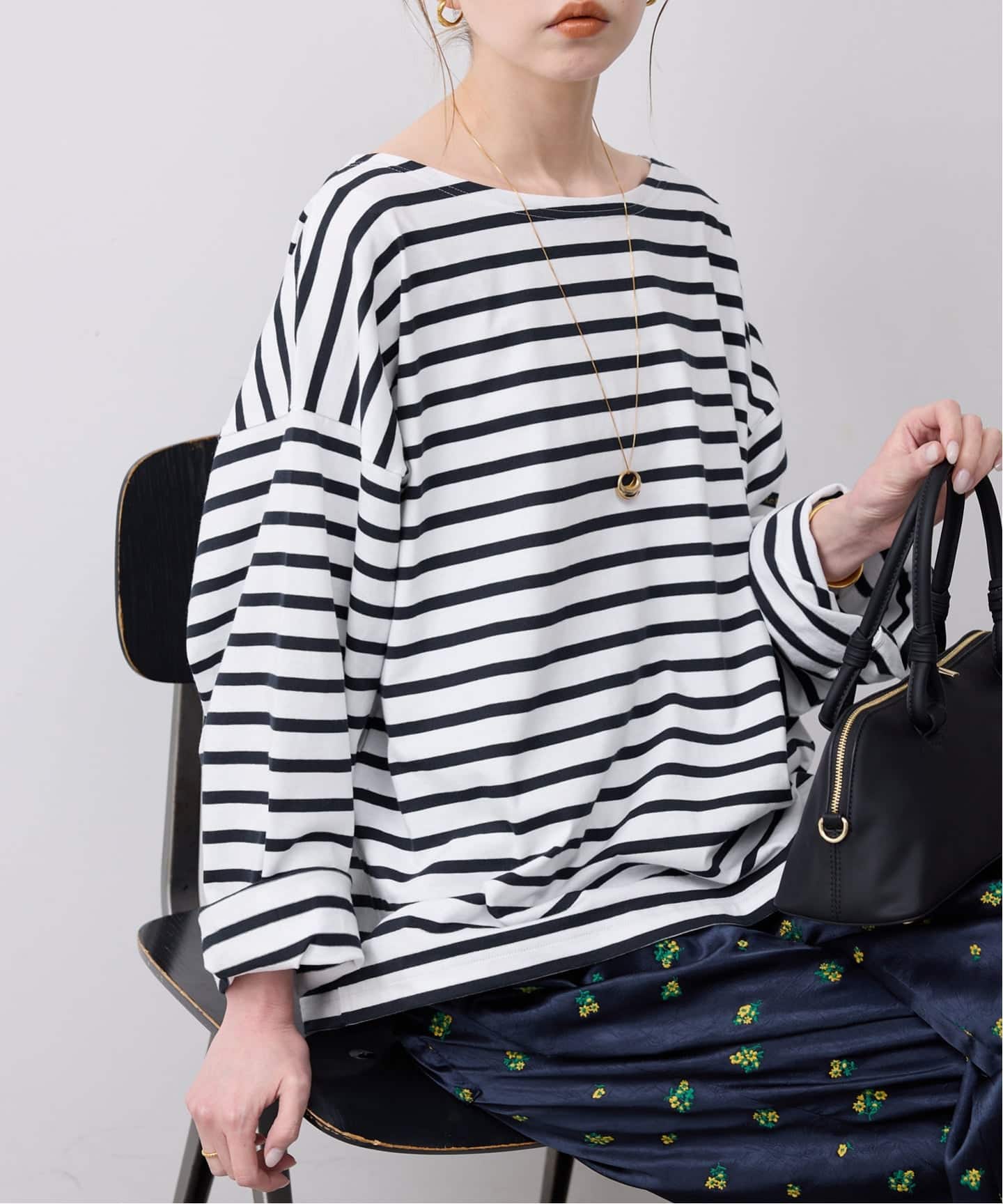 新品　イエナ　ルミノア　カットソー　プルオーバー　ロンT  長袖Tシャツ LE MINOR/ルミノア SLOBE別注 ビッグボーダロンTEE（Tシャツ