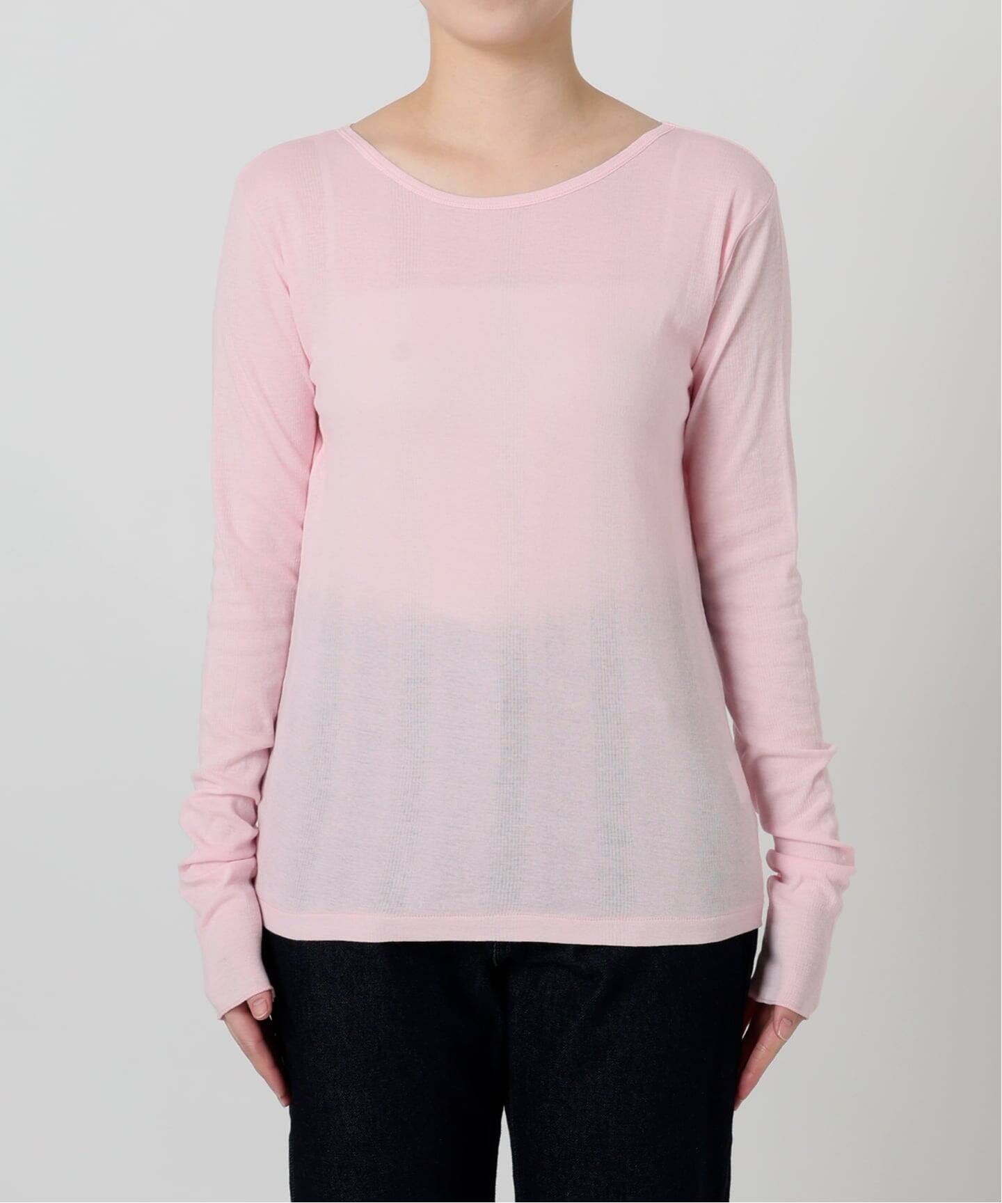 新品　SLOBE IENA MILLER 別注クルーネック カットソー ピンク 追加》miller SLOBE別注 SHEER RIB クルーネック（Tシャツ／カットソー