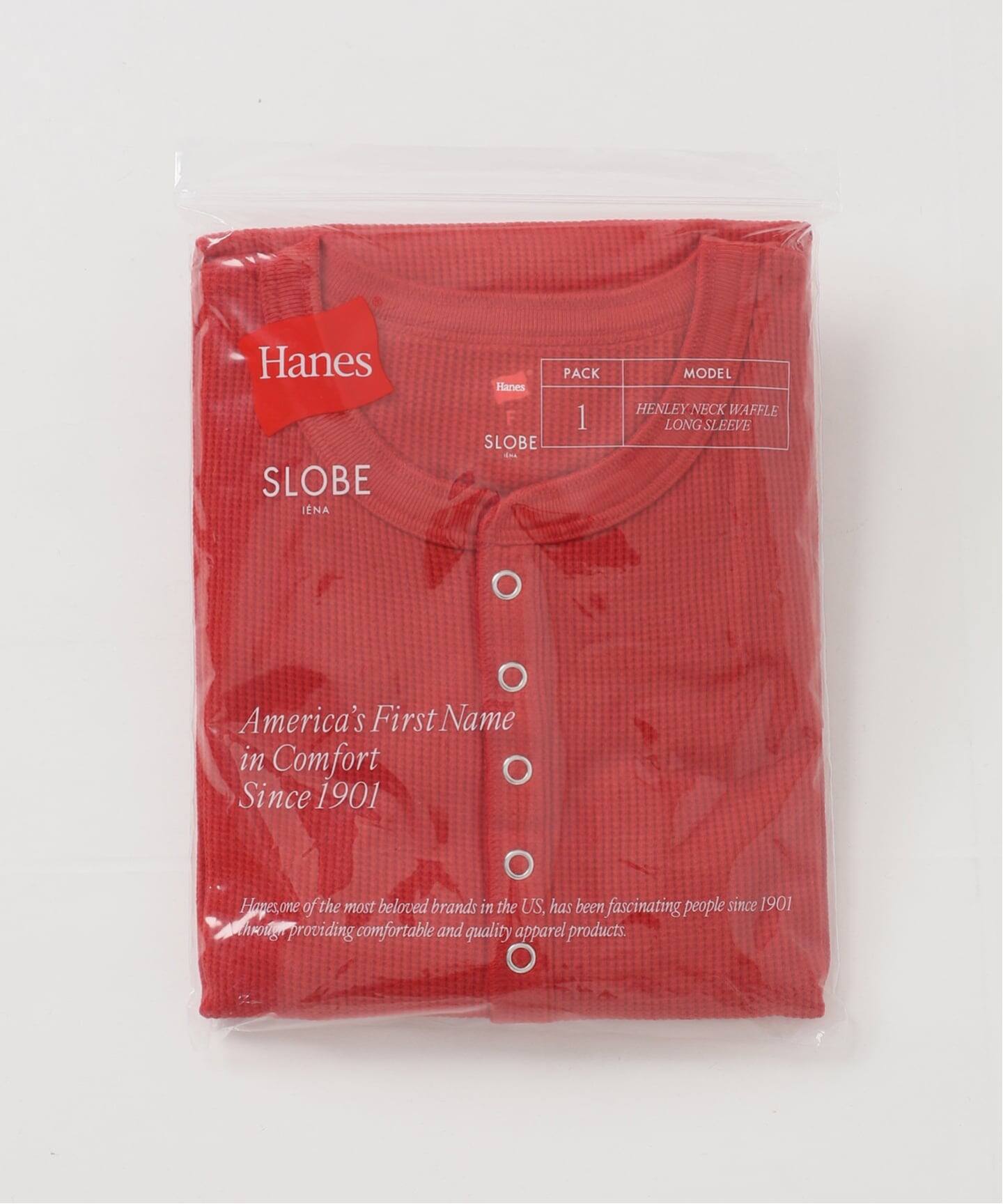 予約》HANES/ヘインズ SLOBE別注 ヘンリーネックワッフル ロンTEE（T
