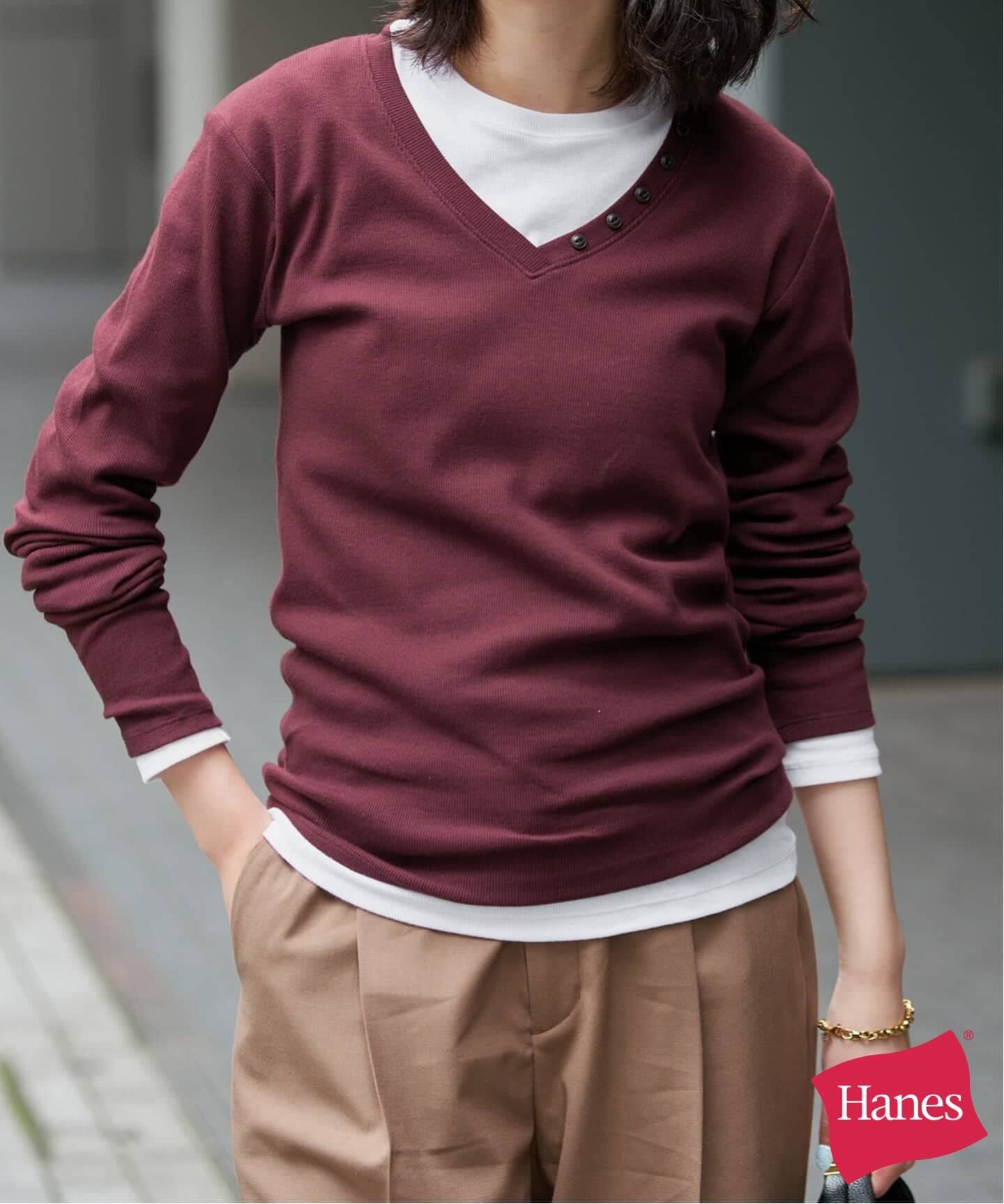 2枚セット》HANES/ヘインズ SLOBE別注 2PACK リブロンTEE（Tシャツ