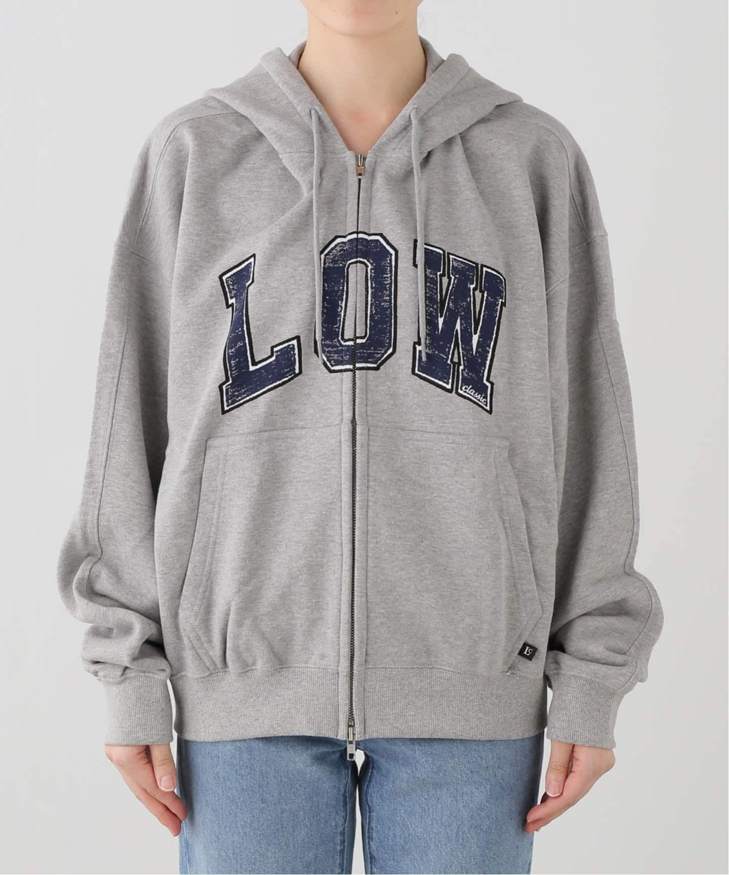 美品LOW CLASSIC Lcロウクラシック フーディー パーカー　ロゴ LOW CLASSIC Lc/ロウ クラシック エルシー LOW SOFT SWEAT ZIP-UP