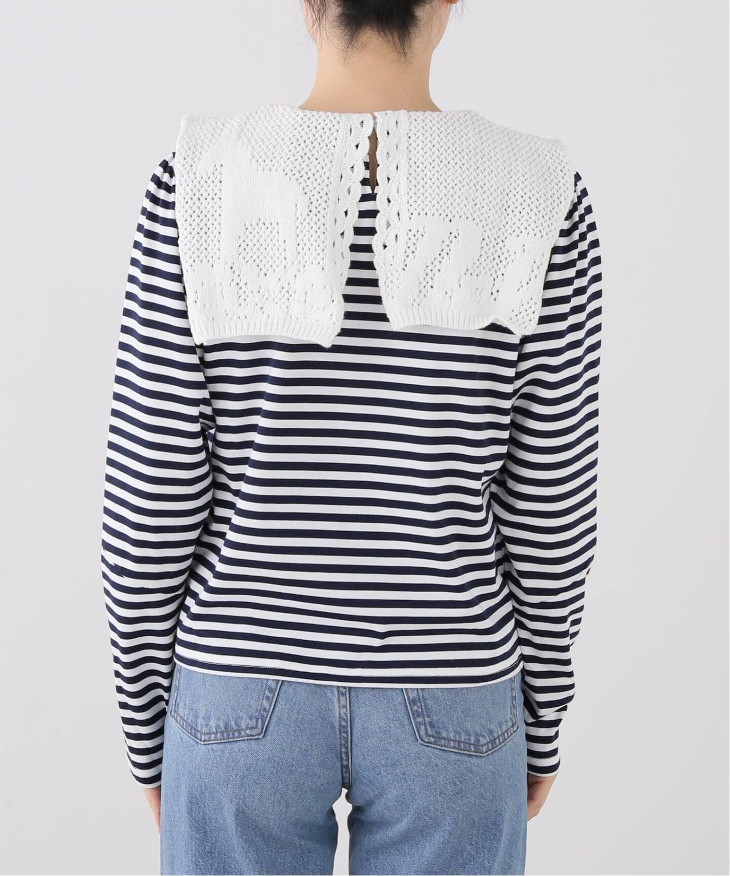nap/ナップ Crochet Collar Border Top 5641005（Tシャツ／カットソー 