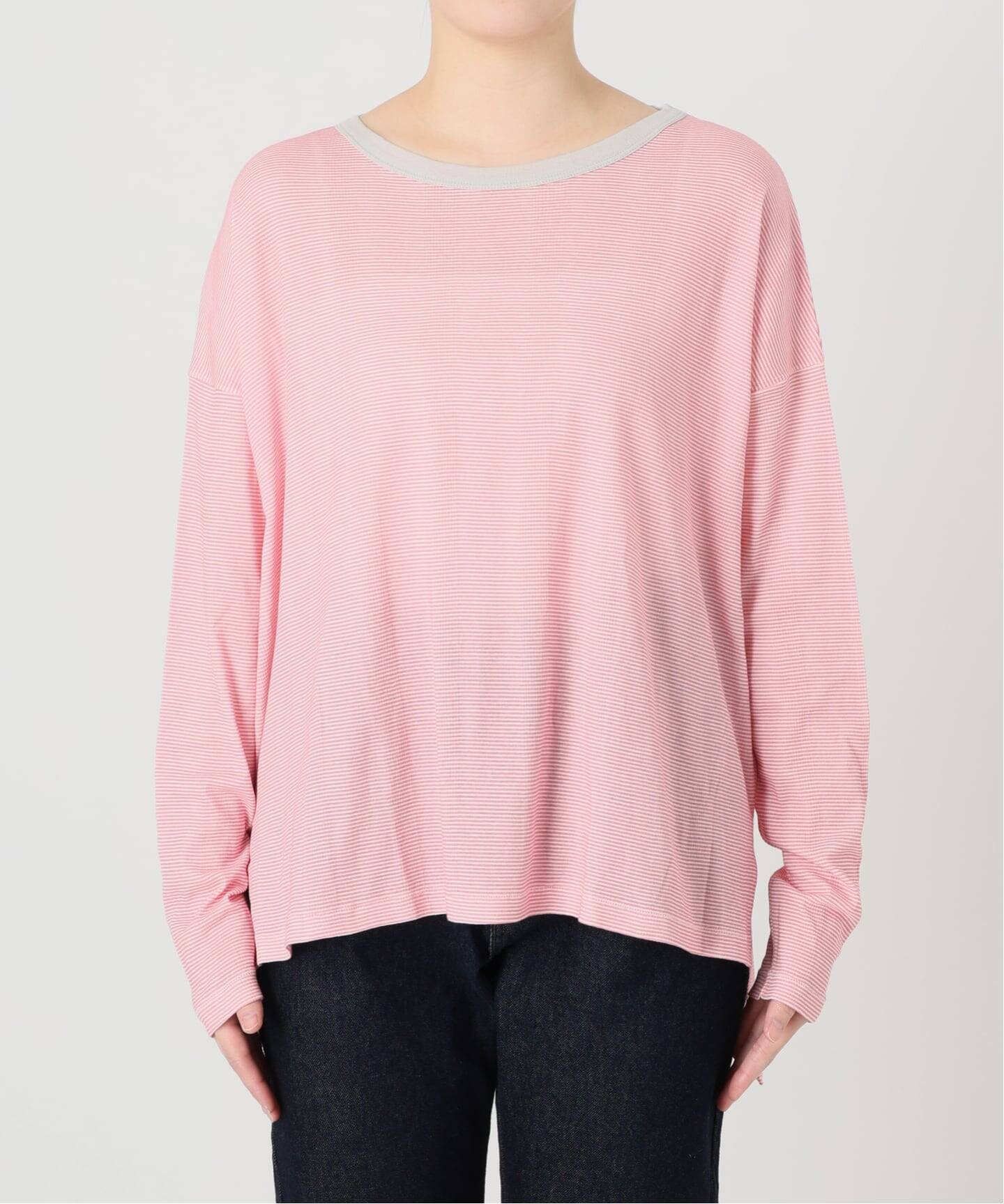 SLOBE ストライプ 長袖カットソー ピンク 追加3》miller/ミラー SLOBE別注 シアードルマンロンTEE（Tシャツ