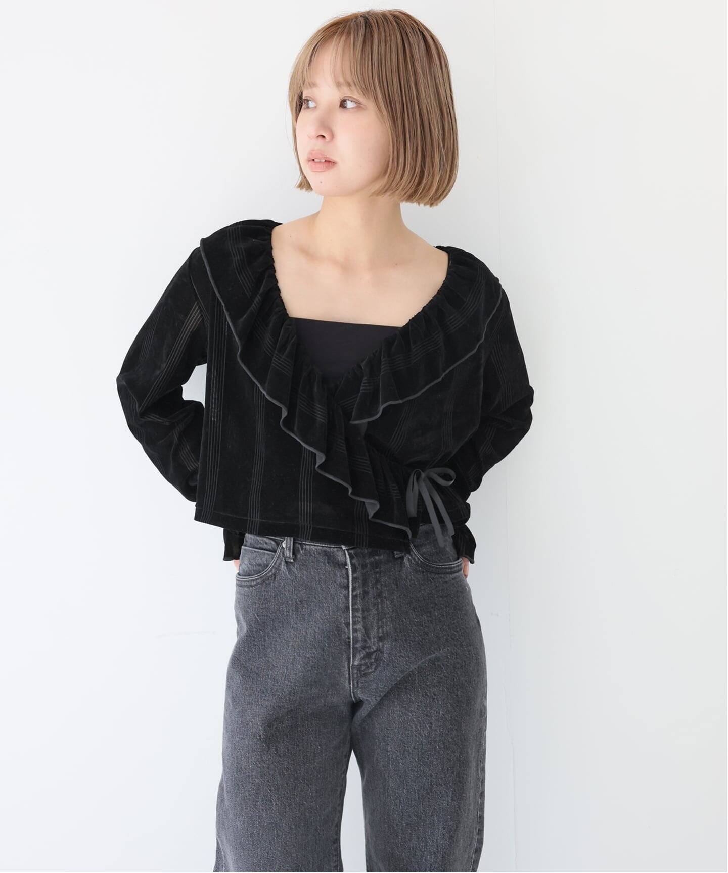 miller/ミラー SLOBE別注 SHEER ベロアカシュクールトップス（Tシャツ 