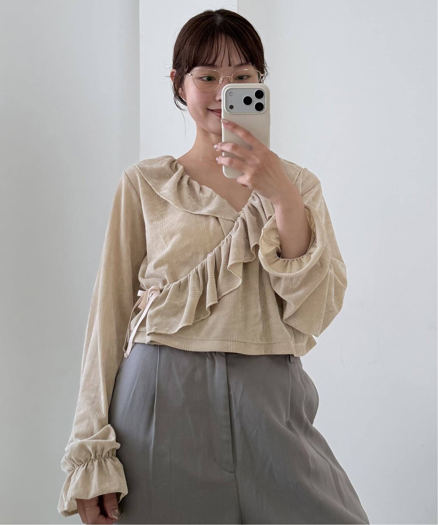 miller/ミラー SLOBE別注 SHEER ベロアカシュクールトップス（Tシャツ 