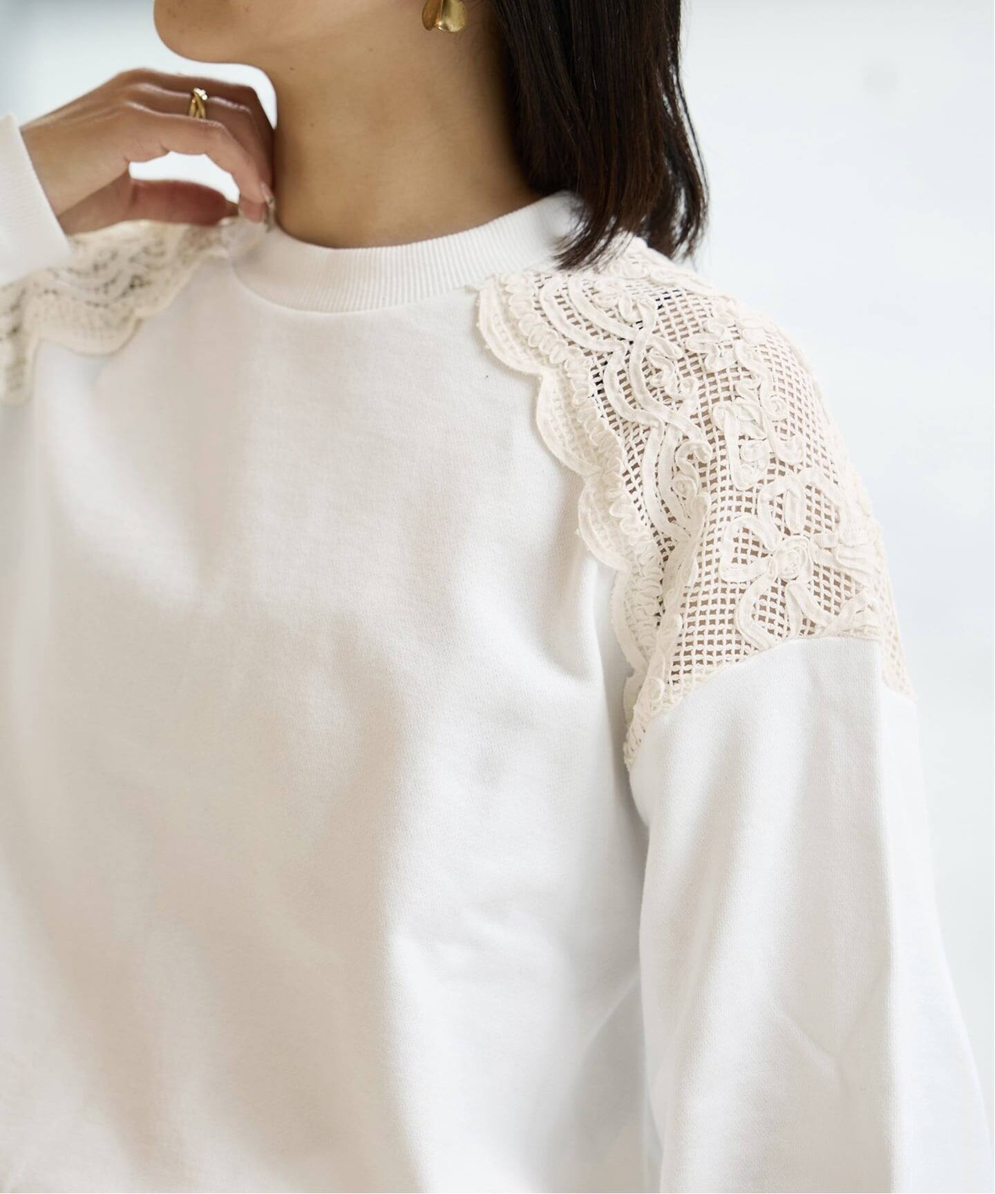 IENA LA BOUCLE レースコンビスウェットプルオーバー（スウェット 