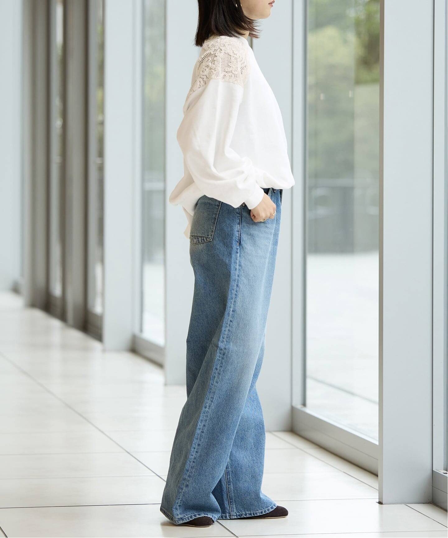 IENA LA BOUCLE レースコンビスウェットプルオーバー（スウェット 