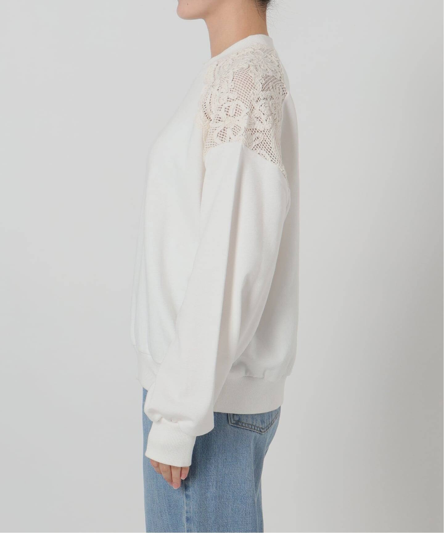 IENA LA BOUCLE レースコンビスウェットプルオーバー（スウェット 