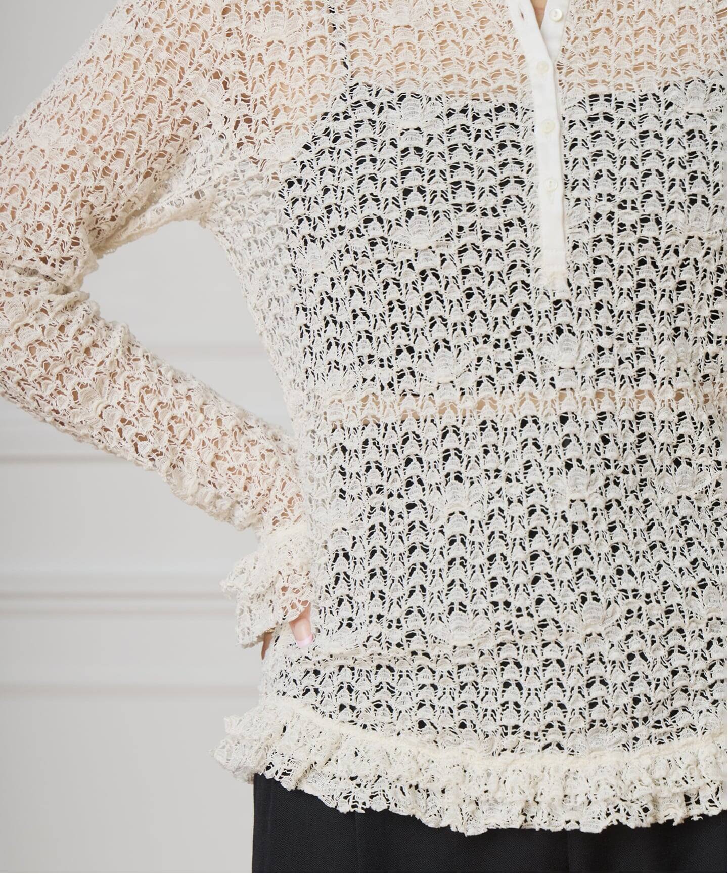 追加予約》IENA LA BOUCLE antik dantel レースヘンリーネックプル