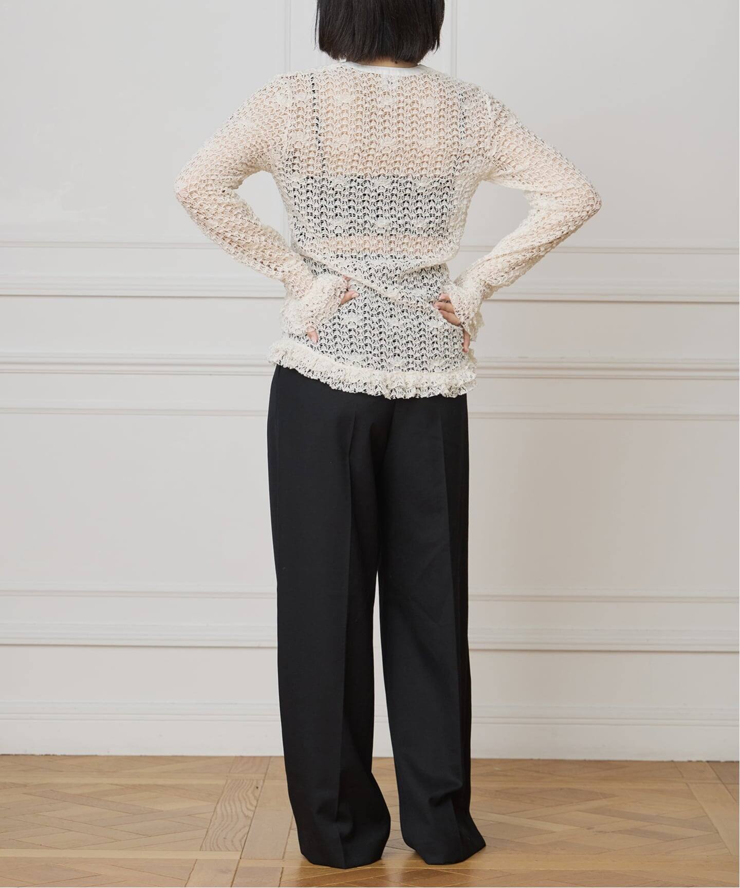 追加》IENA LA BOUCLE antik dantel レースヘンリーネックプルオーバー