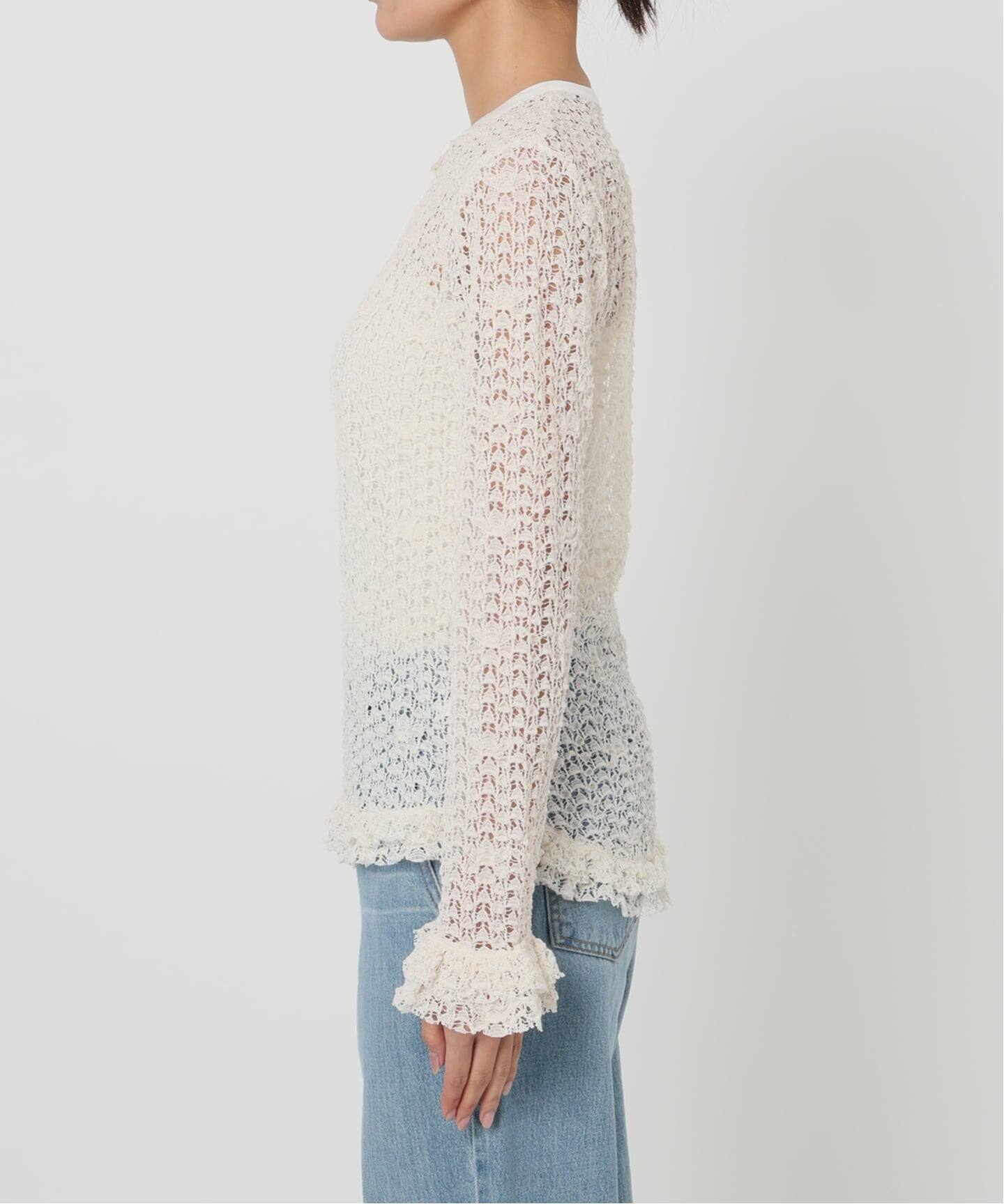 追加》IENA LA BOUCLE antik dantel レースヘンリーネックプルオーバー