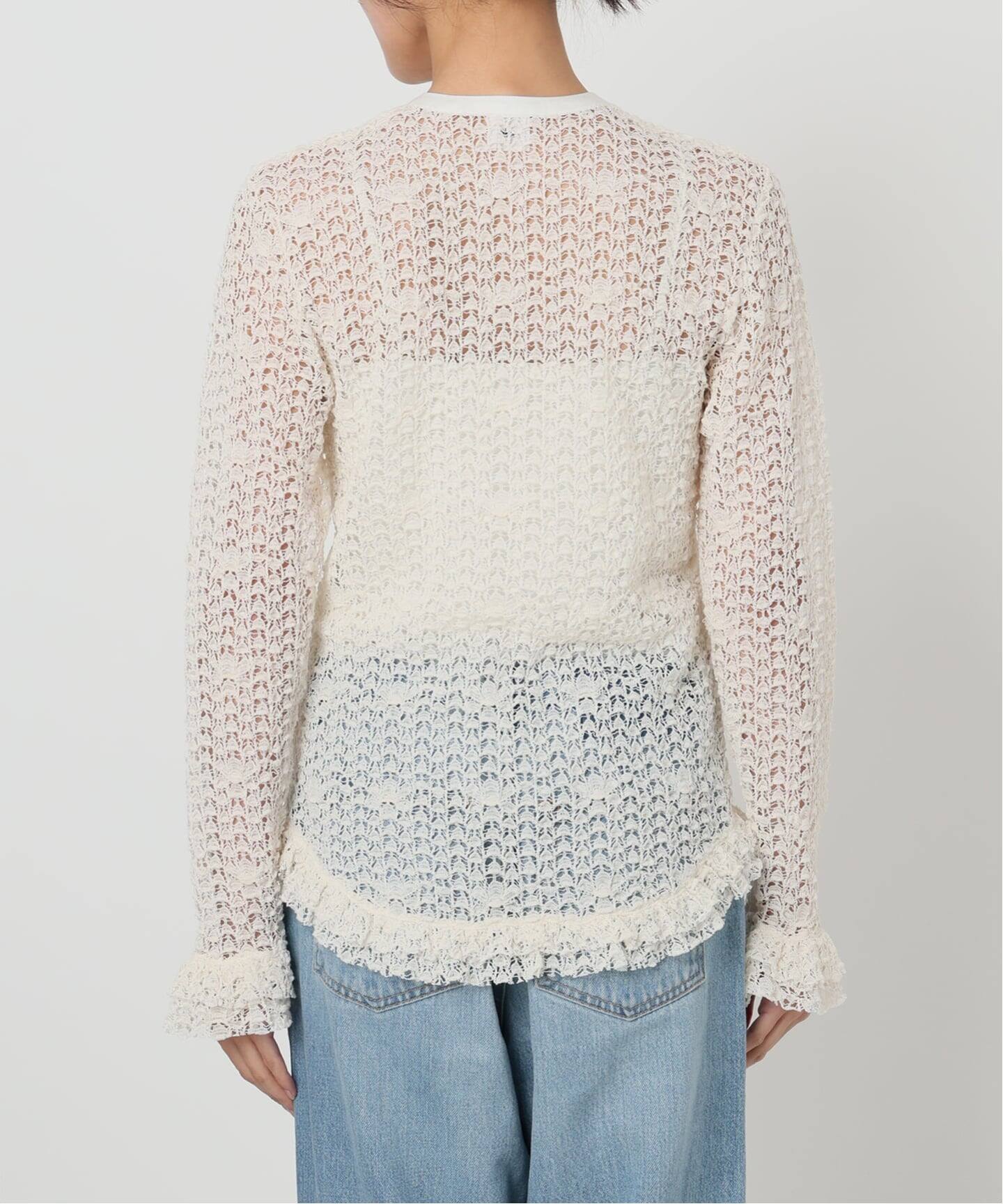追加》IENA LA BOUCLE antik dantel レースヘンリーネックプルオーバー