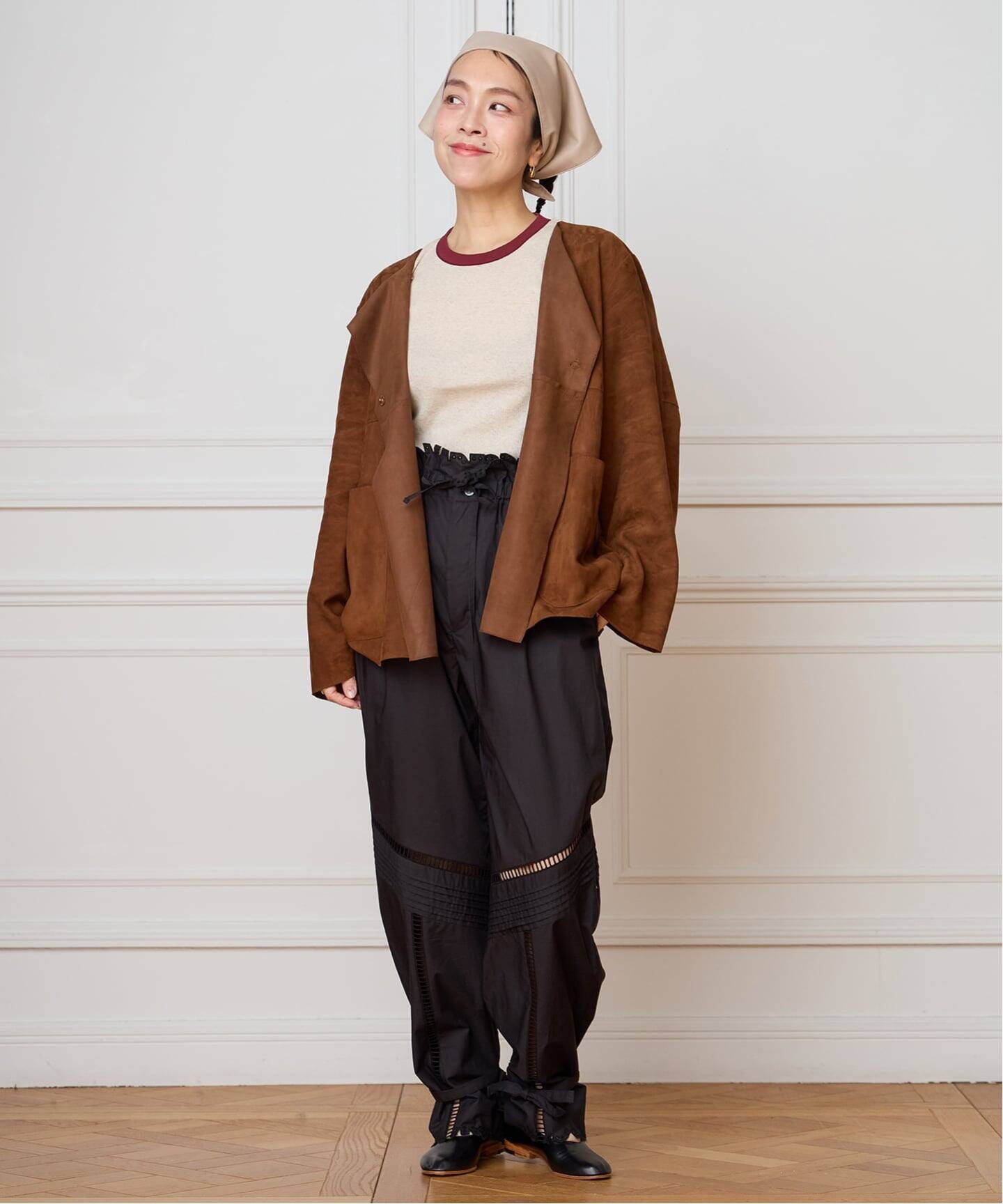 IENA LA BOUCLE コットンリブハーフスリーブカットソー（Tシャツ