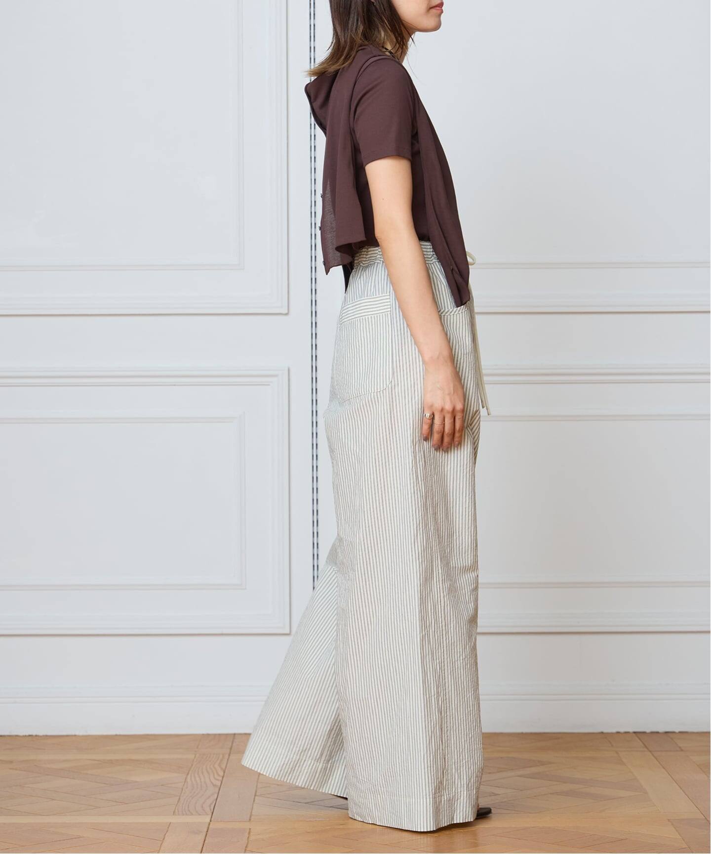 IENA LA BOUCLE コットンリブハーフスリーブカットソー（Tシャツ