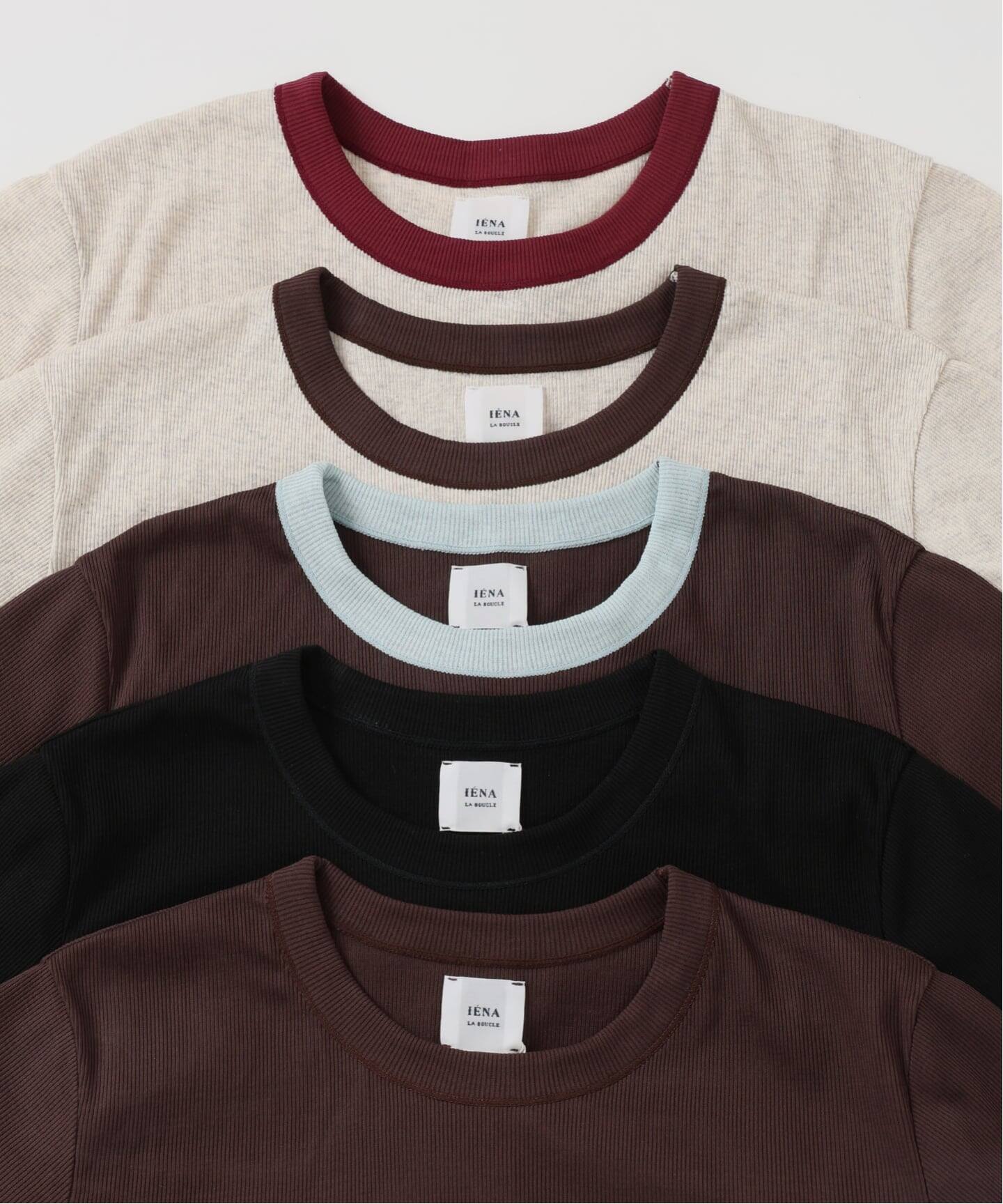 IENA LA BOUCLE コットンリブハーフスリーブカットソー（Tシャツ