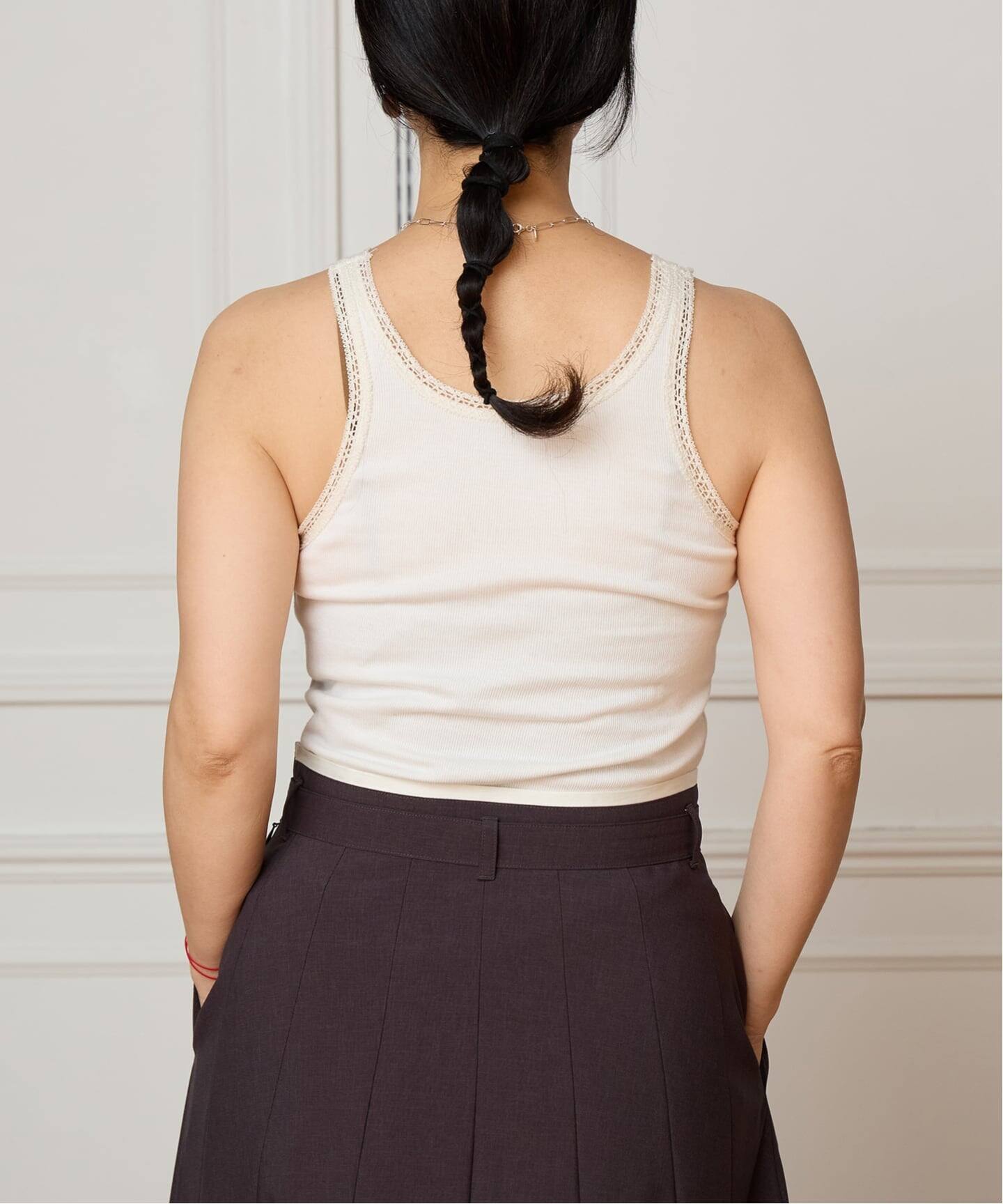 IENA LA BOUCLE テレコレースコンビタンクトップ（タンクトップ
