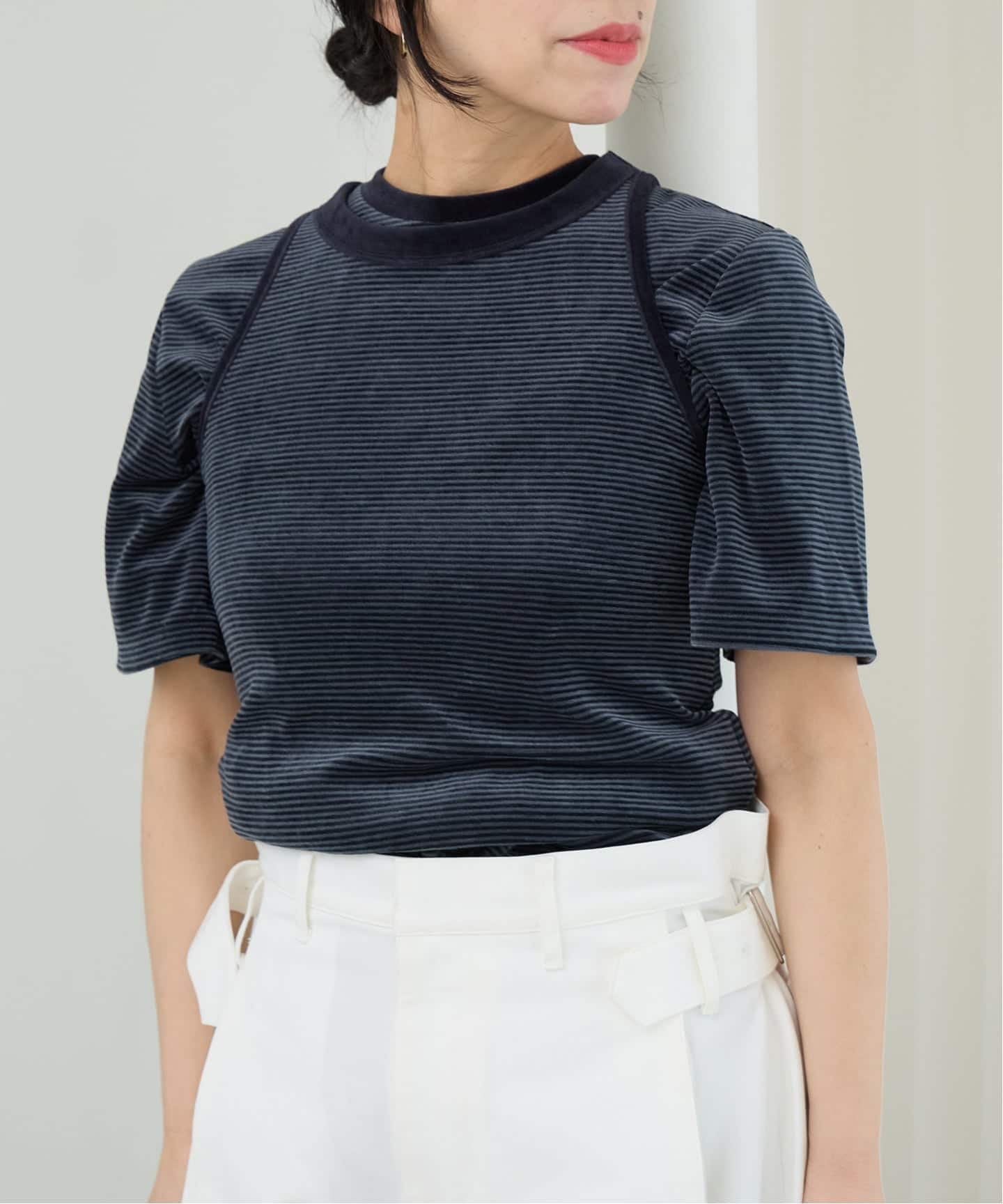 IENA LA BOUCLE ベロアボーダータンクトップ（タンクトップ）｜IENA