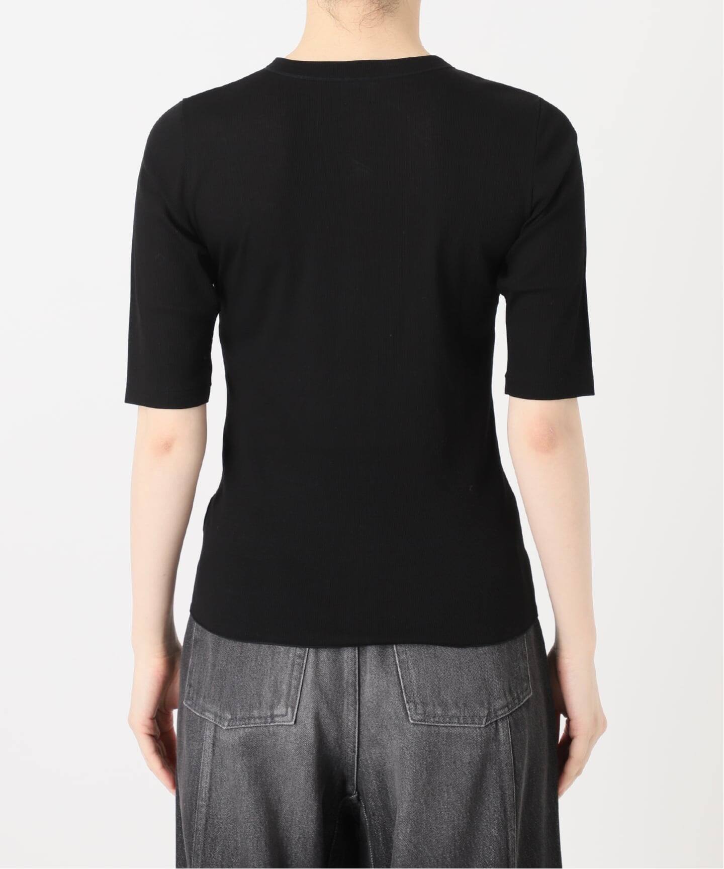 IENA LA BOUCLE コットンリブスナップハーフスリーブカーディガン（T