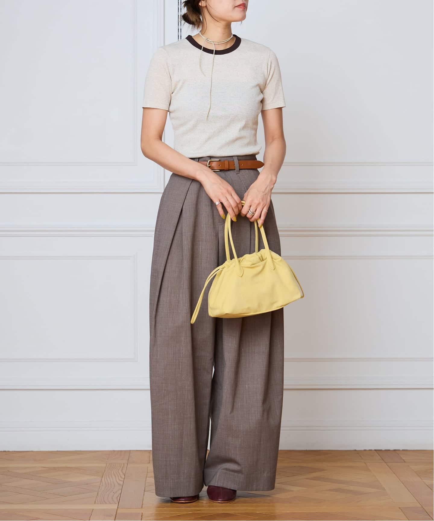 IENA LA BOUCLE コットンリブハーフスリーブカットソー（Tシャツ