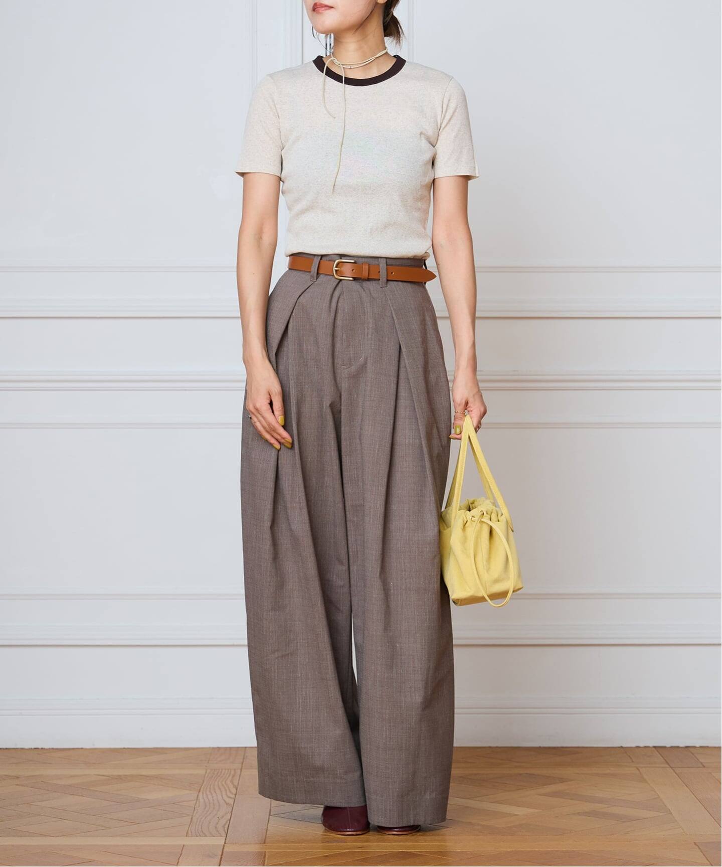 IENA LA BOUCLE コットンリブハーフスリーブカットソー（Tシャツ